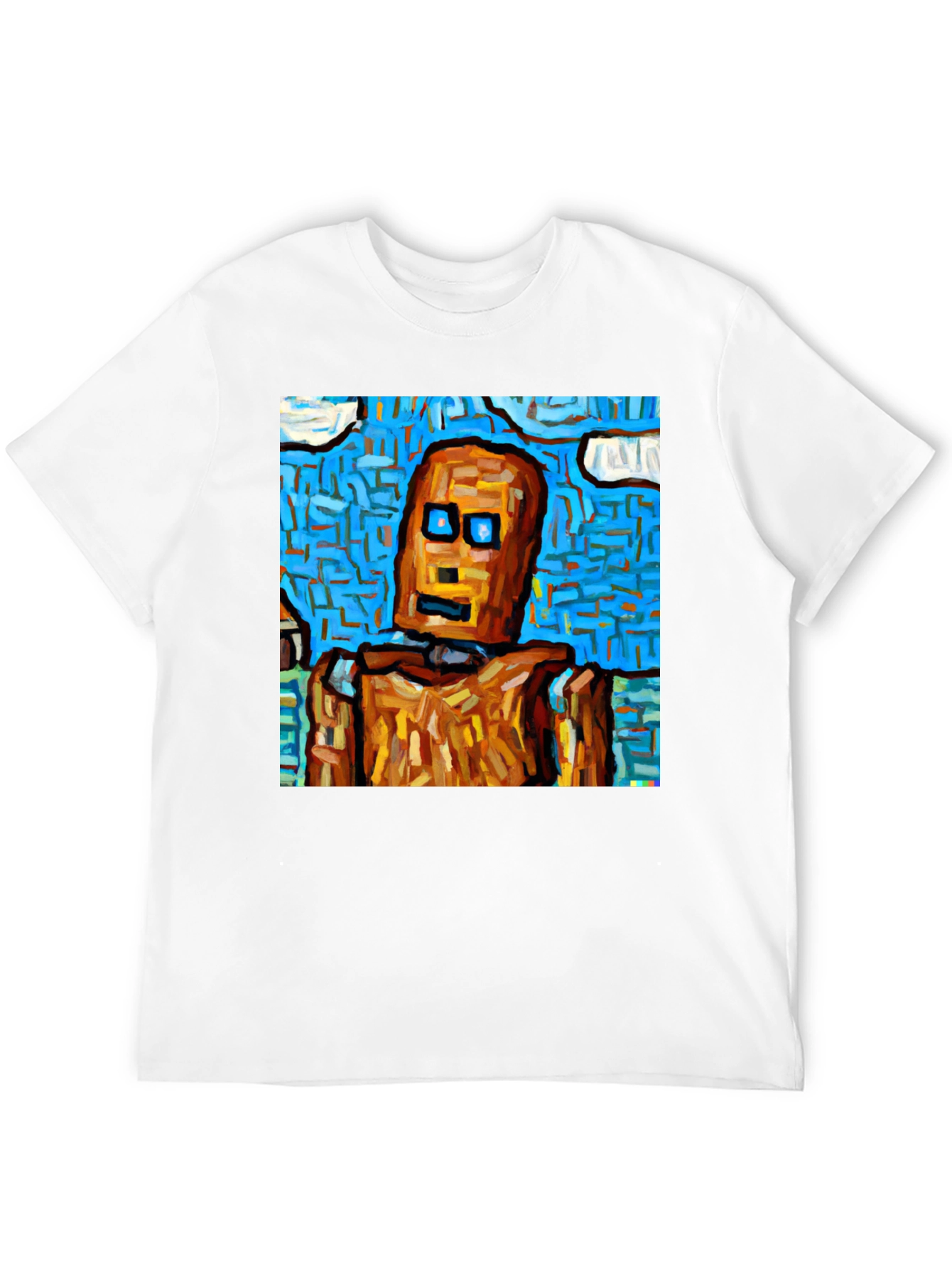 Black Abstract Robot Graphic Tee - Black Cotton T-Shirt view 12