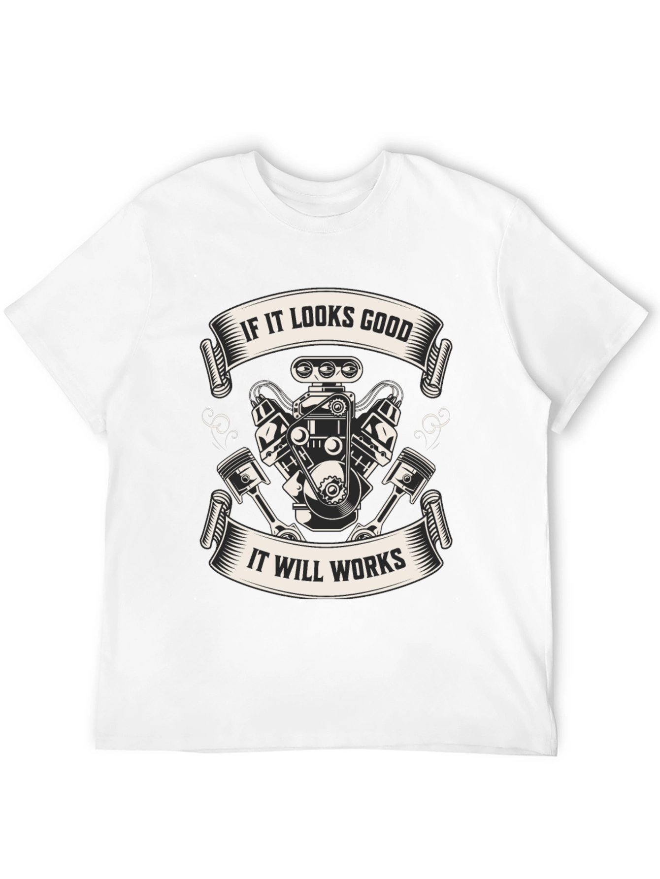 Black If It Looks Good Engine T-Shirt view 12