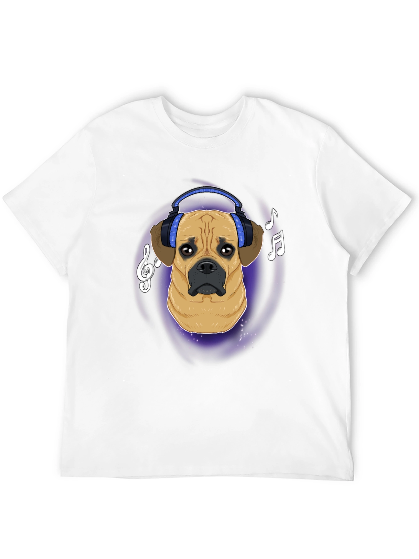Black Dog DJ T-Shirt - Musical Puggle Design view 12