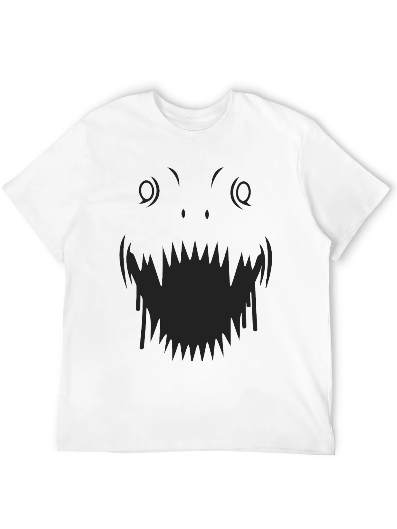 Black Monster Face Graphic Tee - Black Cotton T-Shirt view 12