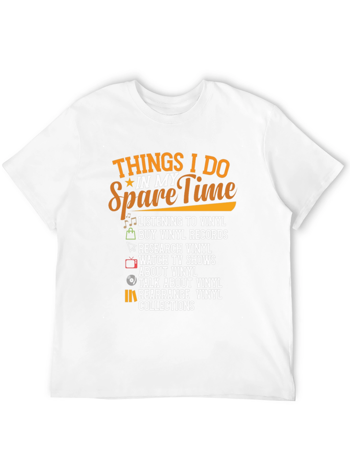 Black Vinyl Lover T-Shirt - Spare Time Hobbies Music Record Collector Tee view 12