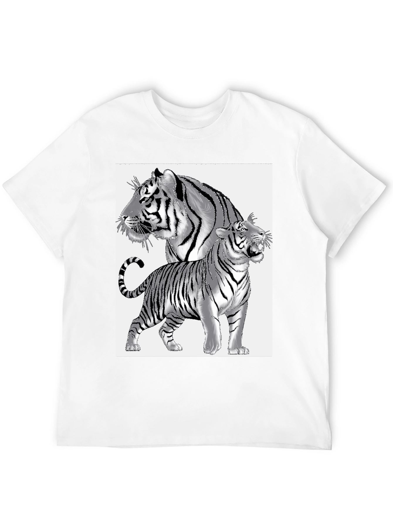 Black Tiger Graphic Print Men's Black T-Shirt view 12