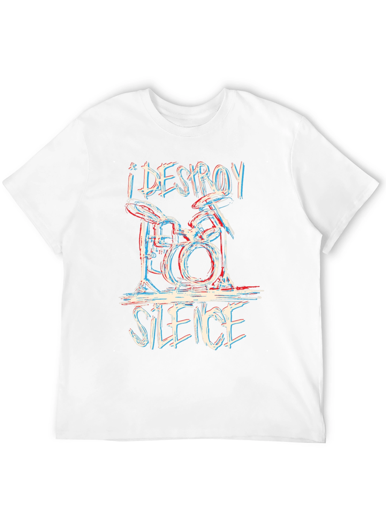 Black I Destroy Silence Drum T-Shirt - Black view 12