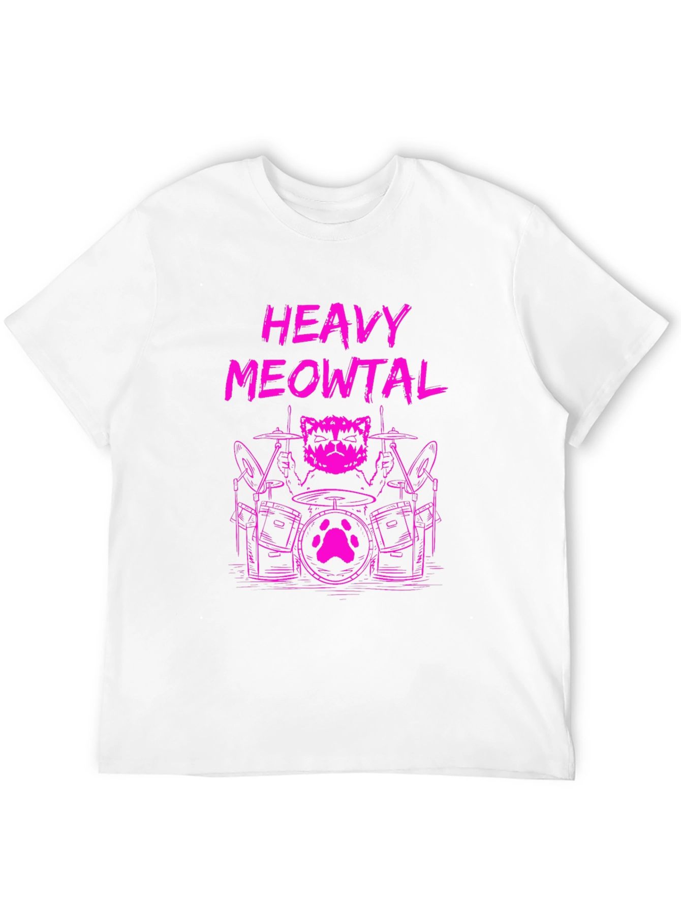 Black Heavy Meowtal Cat Drummer Graphic Tee view 12