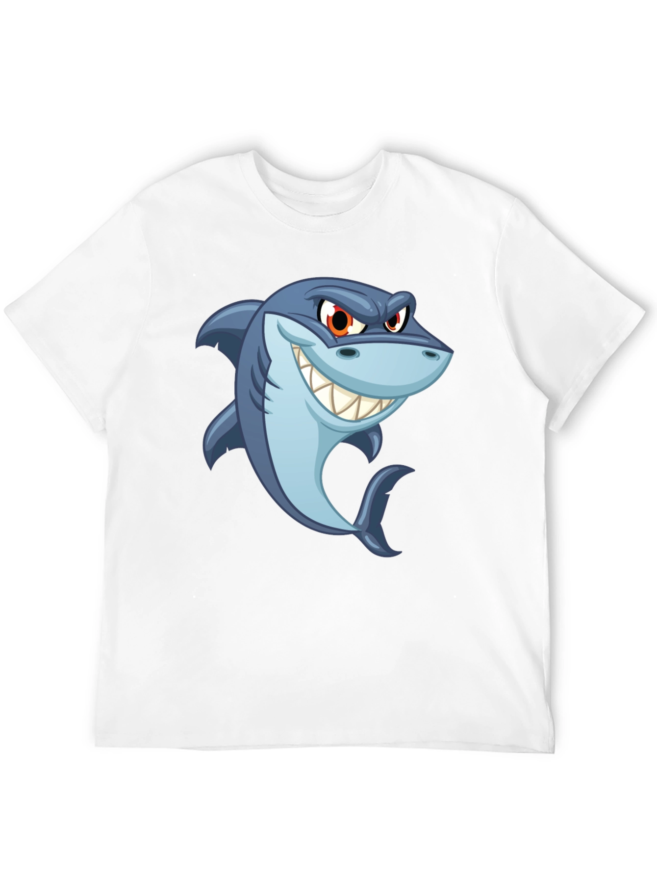 Black Men's Black Shark Cartoon Graphic T-Shirt view 12