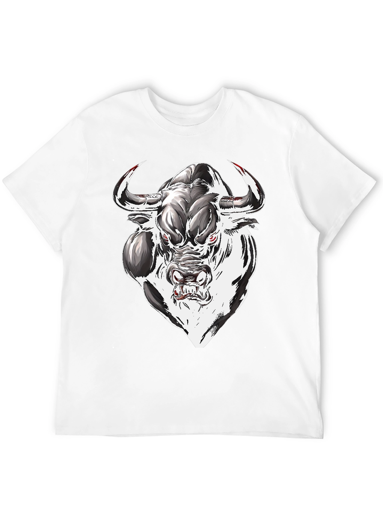 Black Men's Graphic Tee - Bull Design view 12