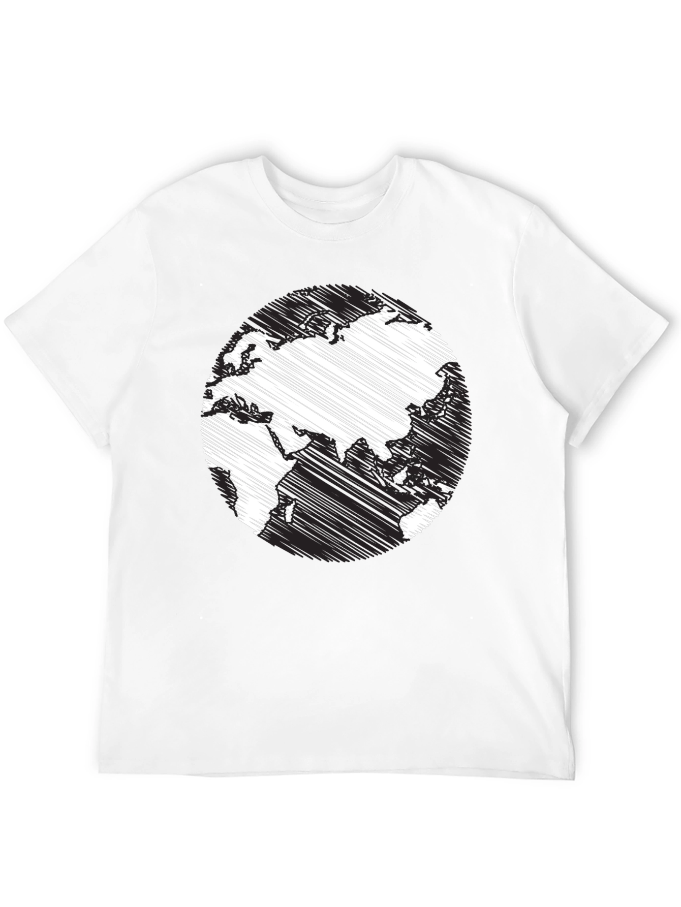 Black Earth Scribble Print Crew Neck Tee - Casual Black T-Shirt view 12