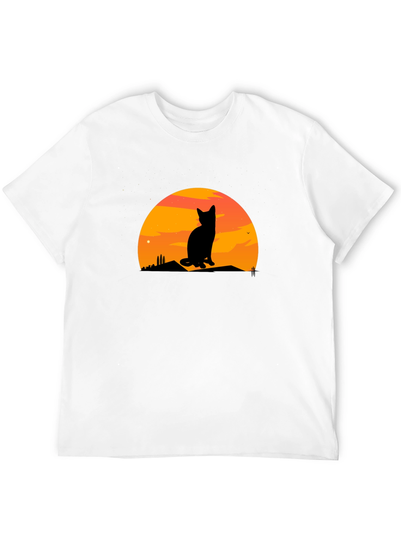 Black Sunset Cat Silhouette Graphic Tee view 12