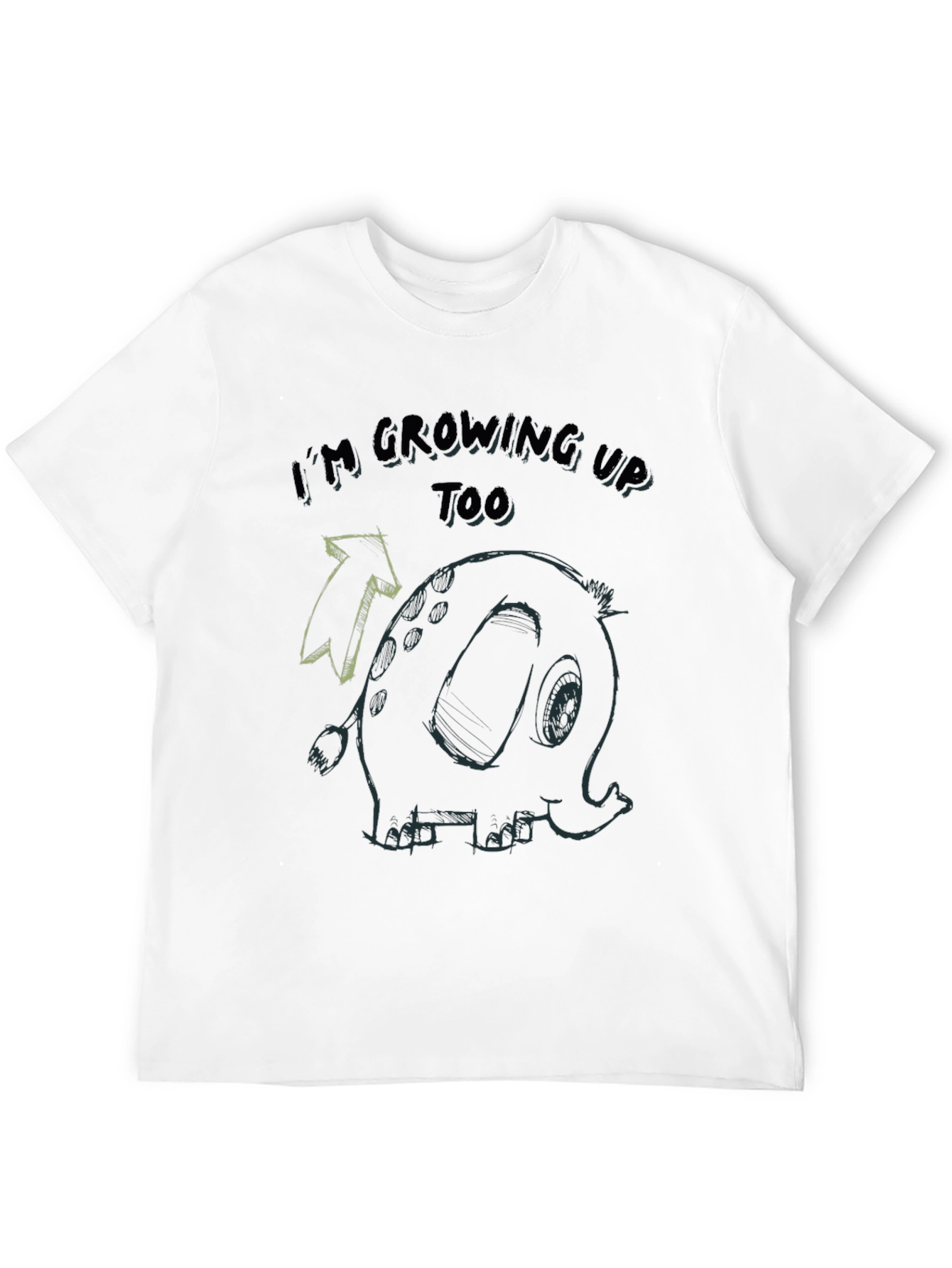 Black Growing Up Tee - Elephant Cartoon Black T-Shirt view 12