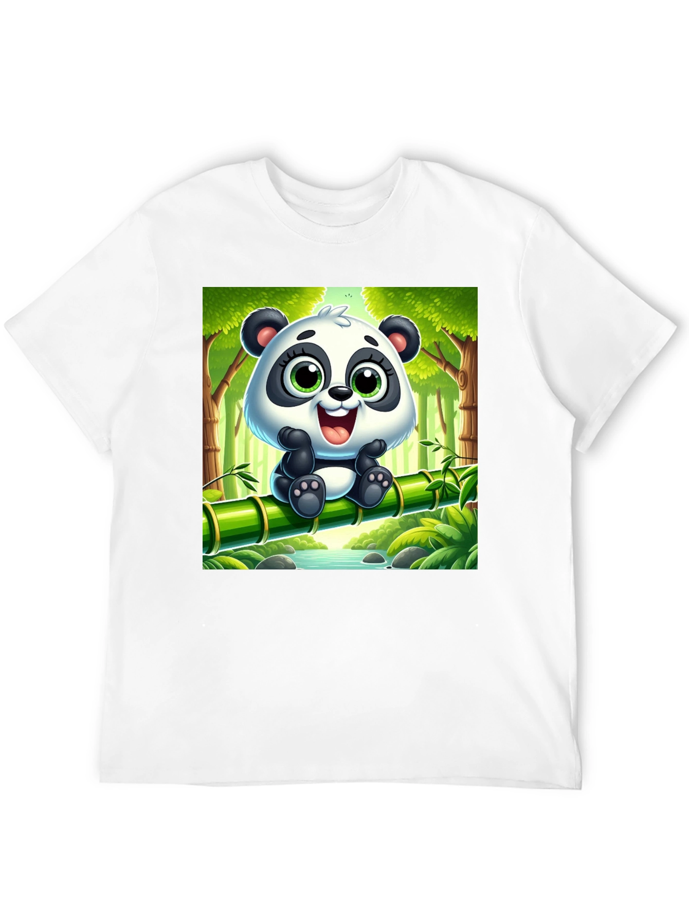 Black Cute Cartoon Panda T-Shirt view 12