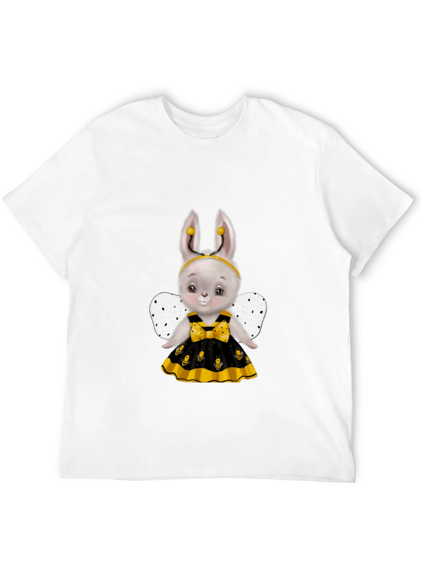 Black Cute Bee Bunny T-Shirt view 12