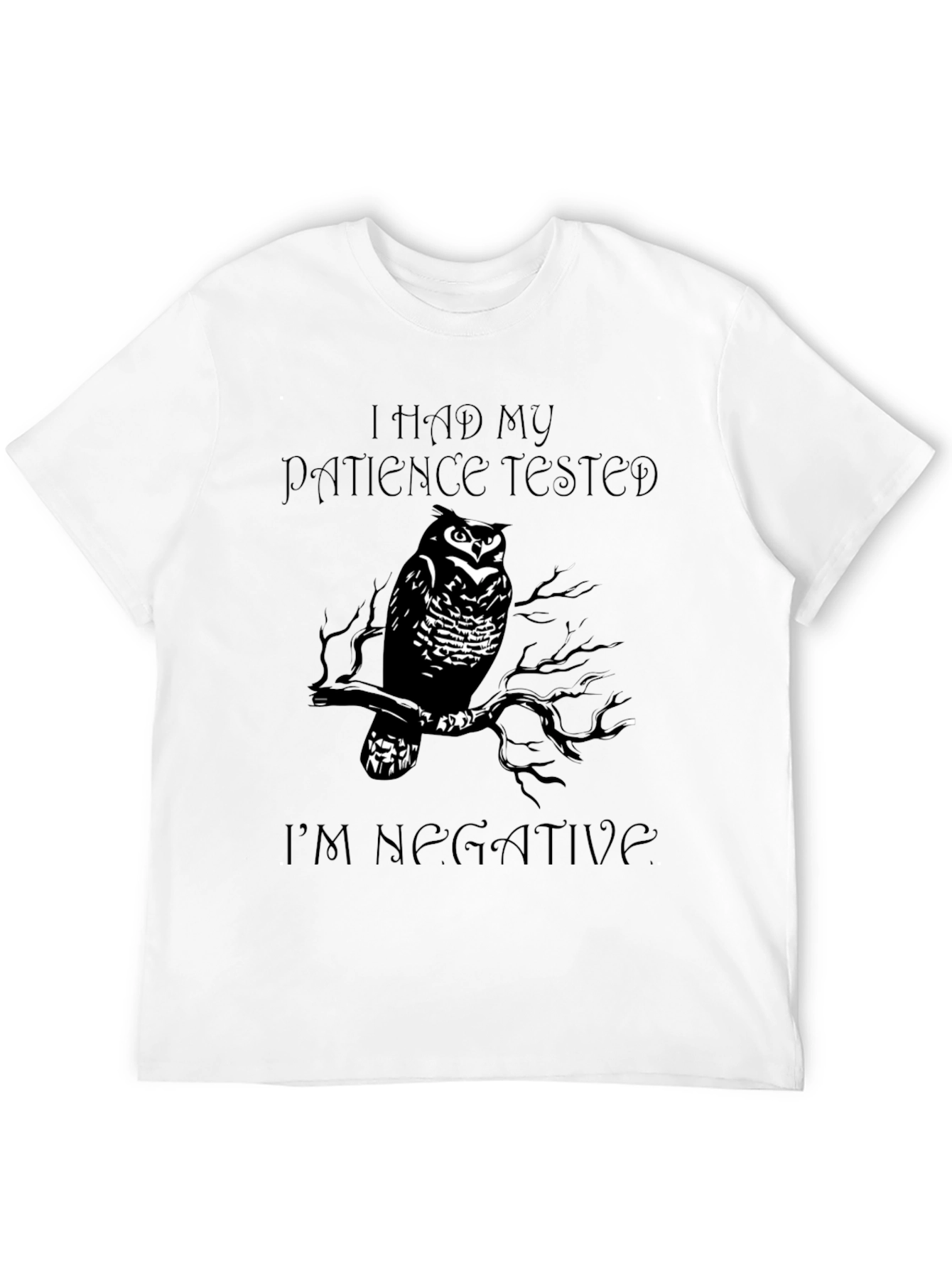 Black Patience Tested Owl T-Shirt - Negative Attitude Style view 12