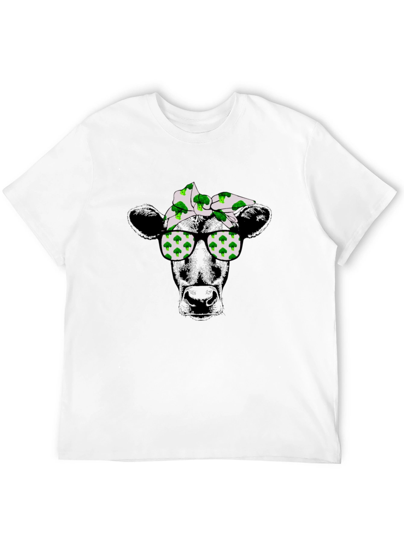 Black Cool Cow Broccoli Bandana T-Shirt view 12