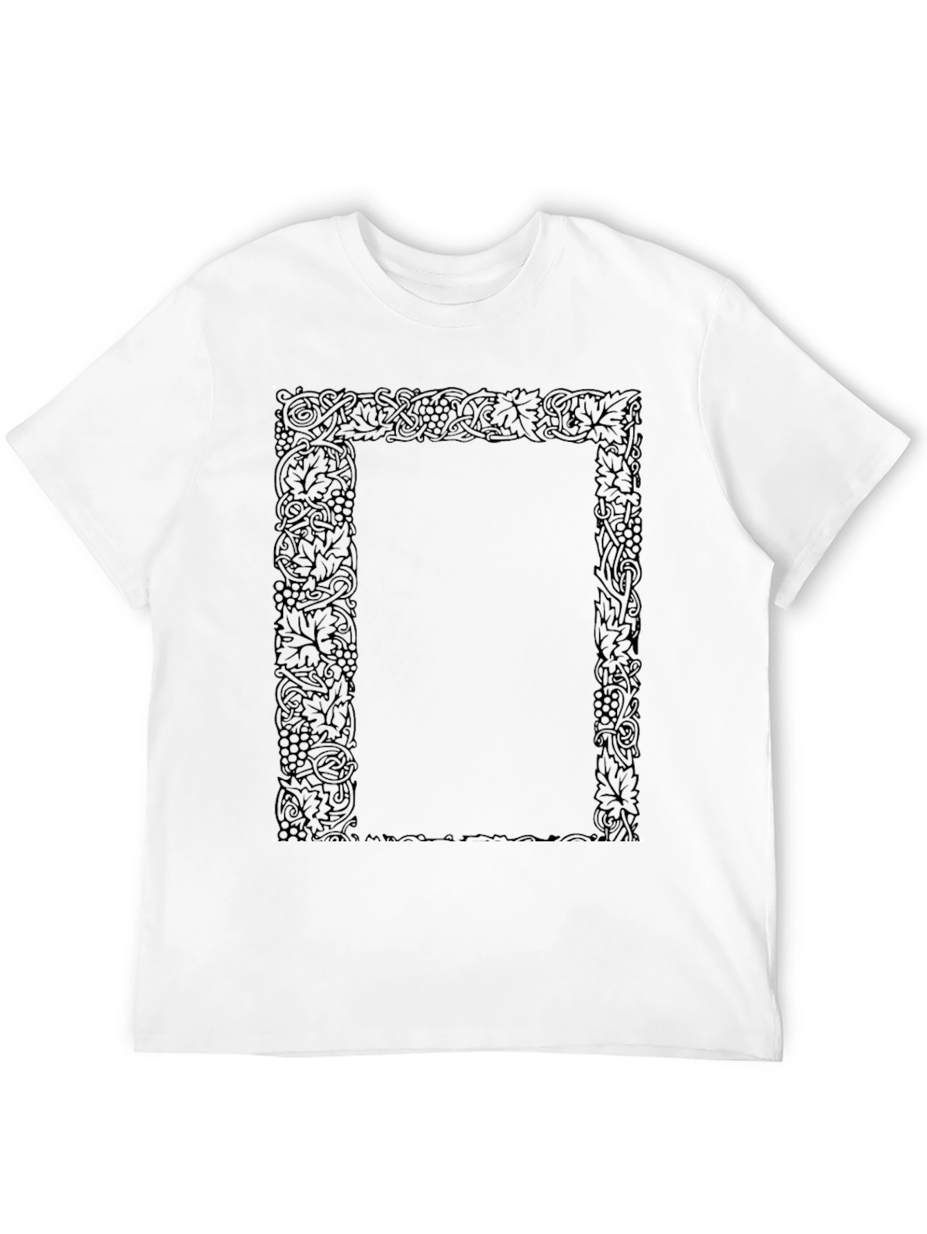 Black Ornate Border Black T-Shirt - Vintage Style view 12