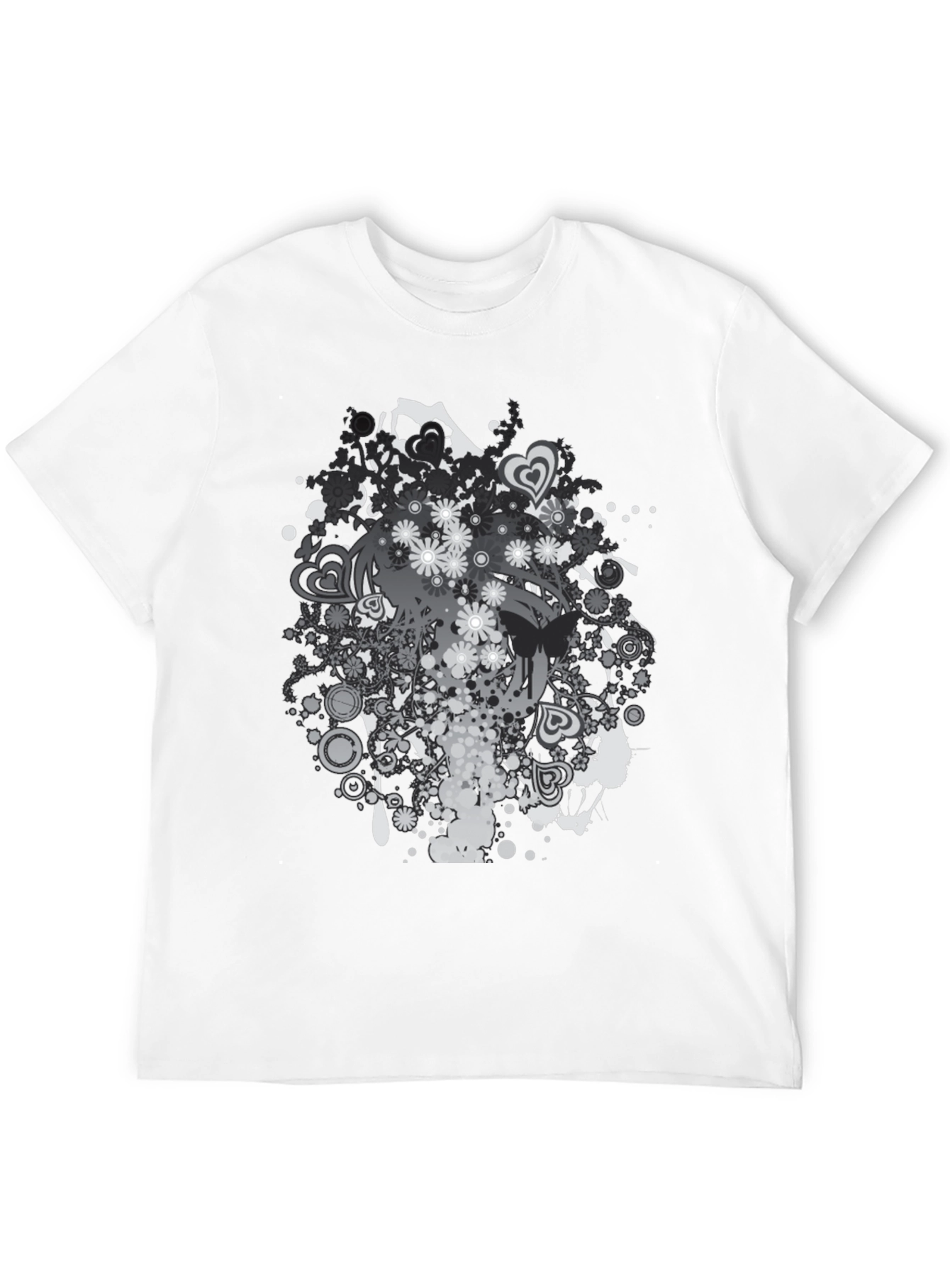 Black Floral Graphic Print Black T-Shirt view 12