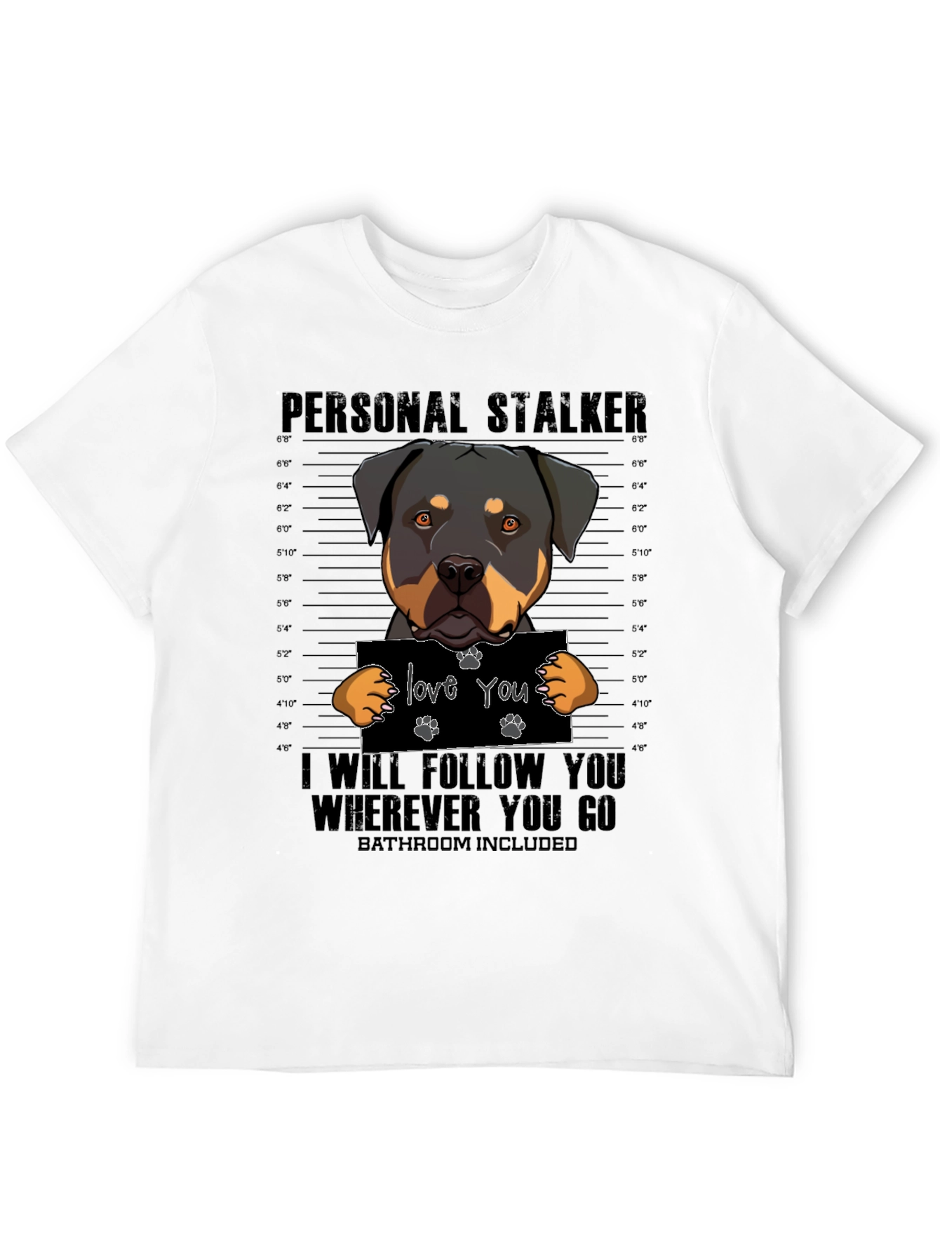 Black Personal Rottweiler Stalker T-Shirt view 12