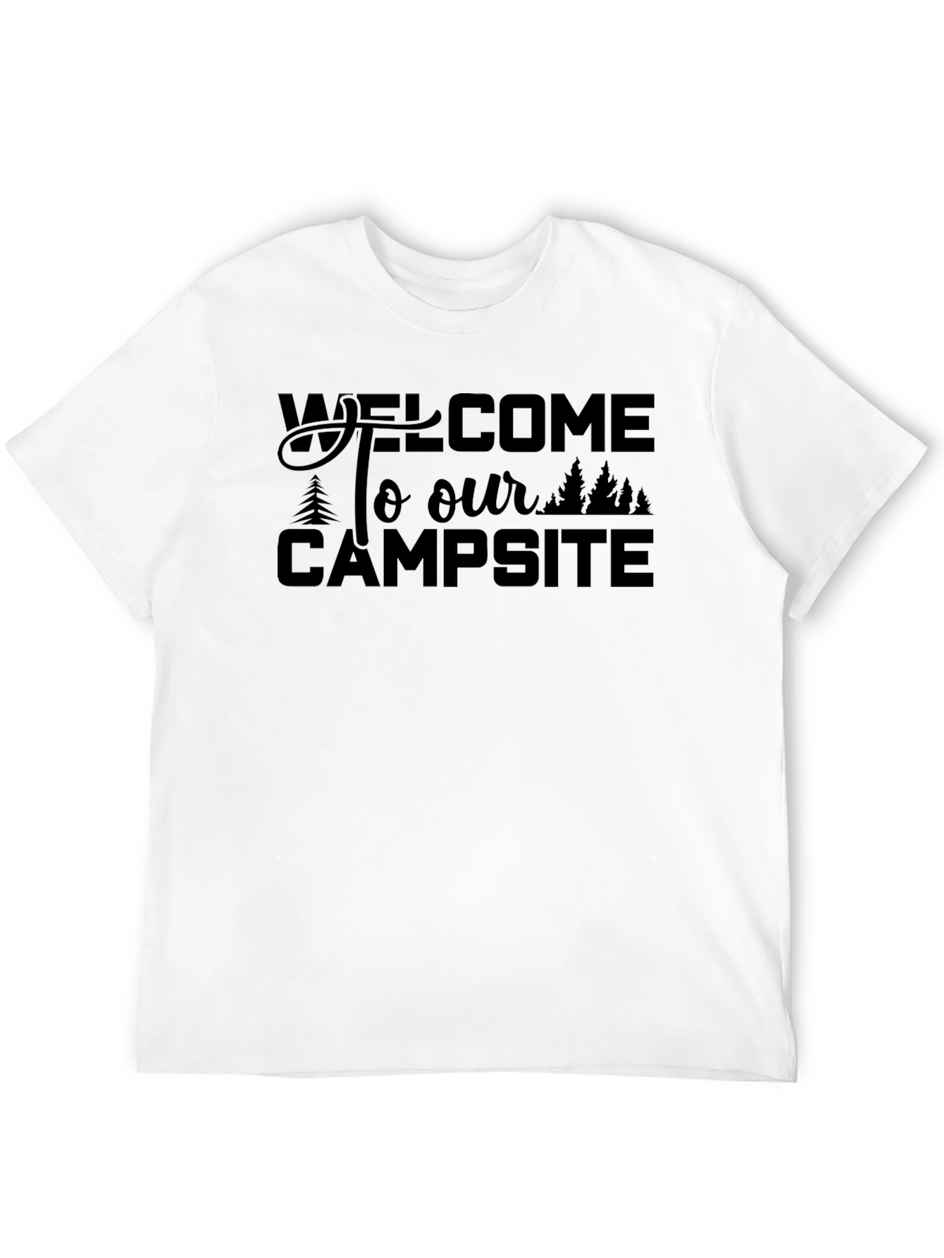 Black Welcome To Our Campsite Black Graphic T-Shirt view 12