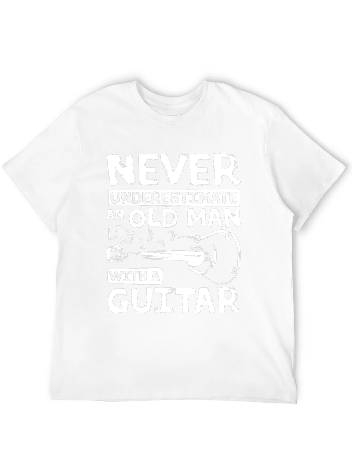 Black Never Underestimate Old Man Guitar Black T-Shirt view 12