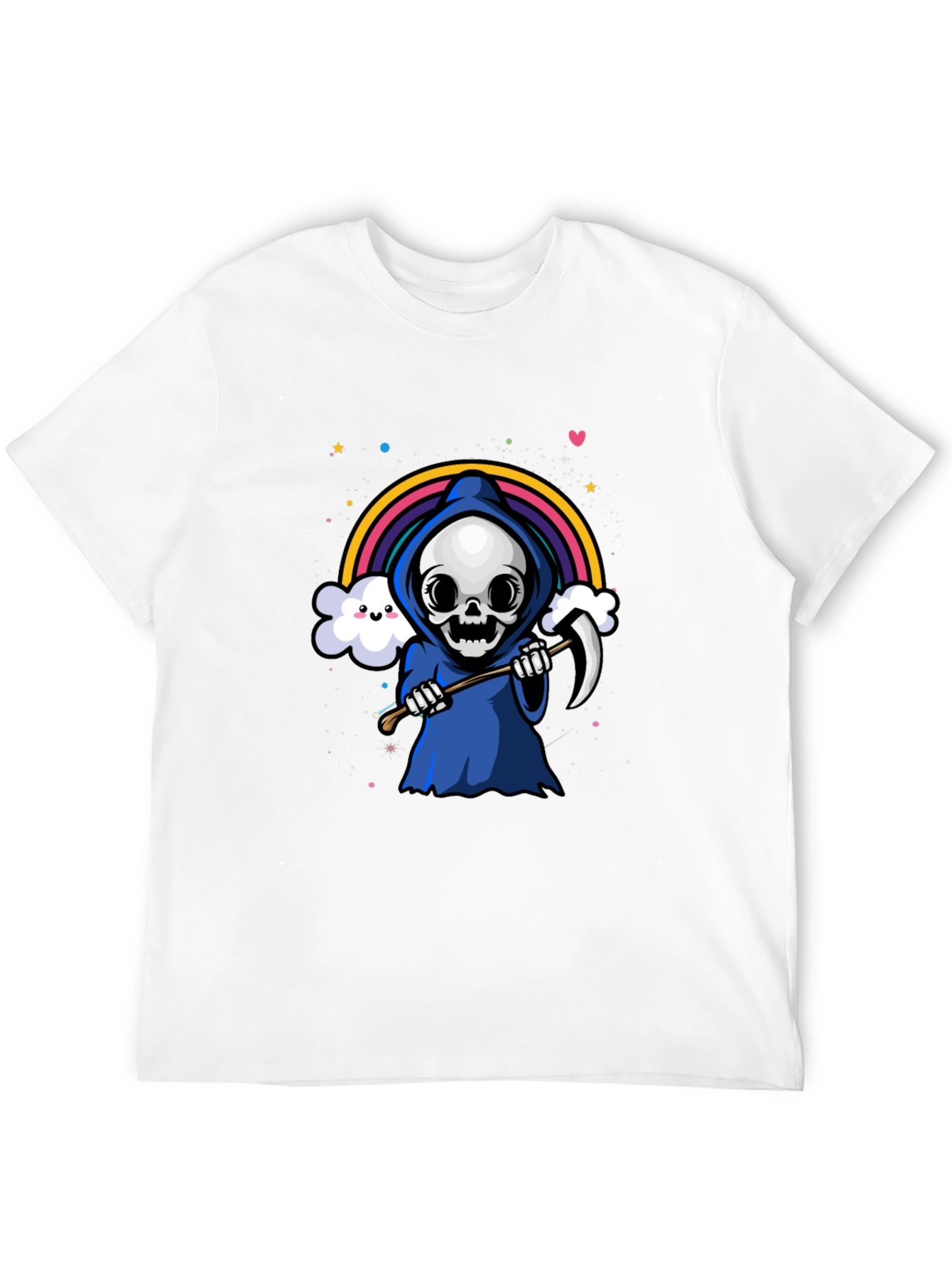 Black Kawaii Grim Reaper Rainbow T-Shirt view 12
