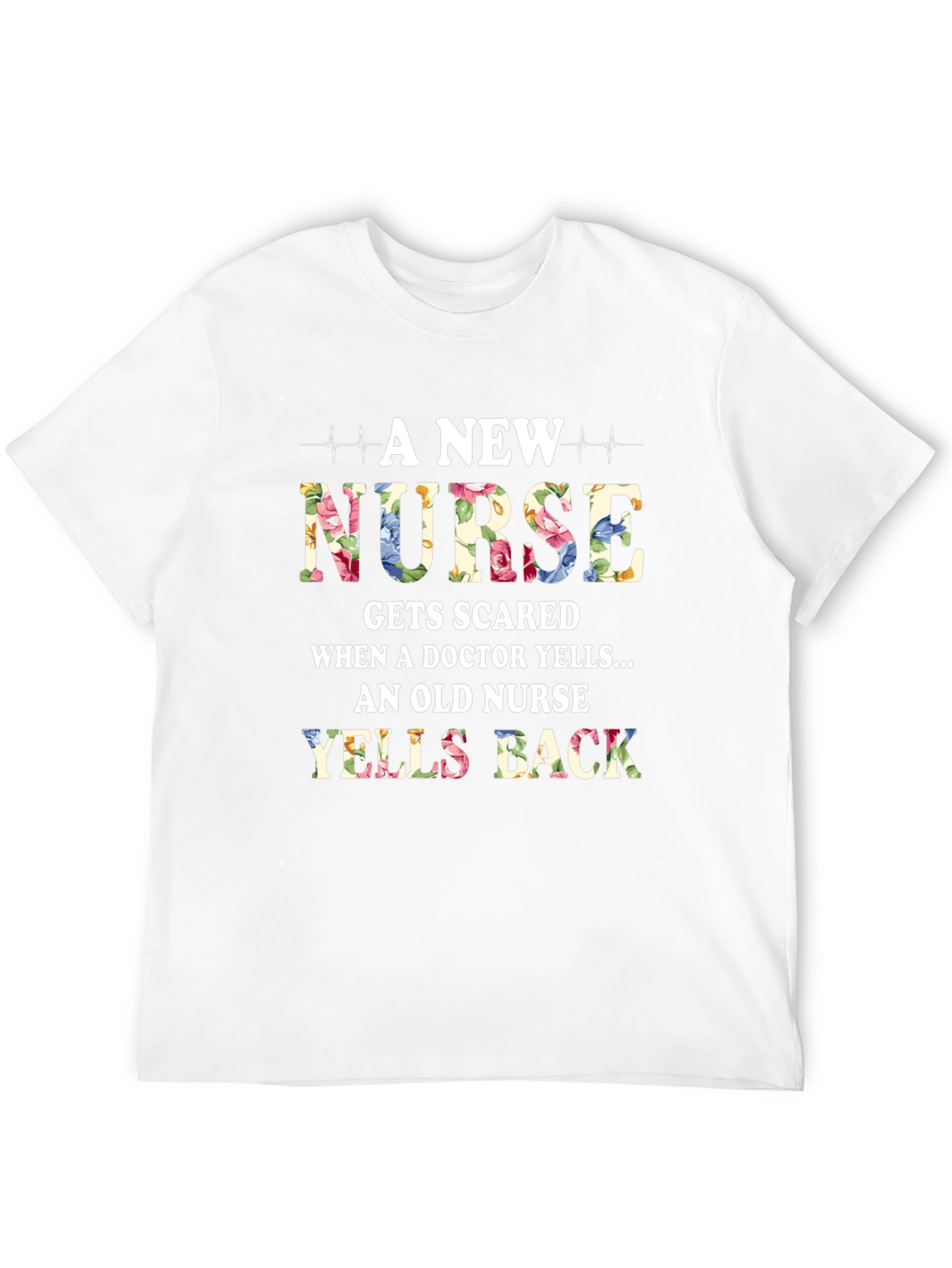 Black Funny Nurse T-Shirt - 'Yells Back' Floral Design view 12