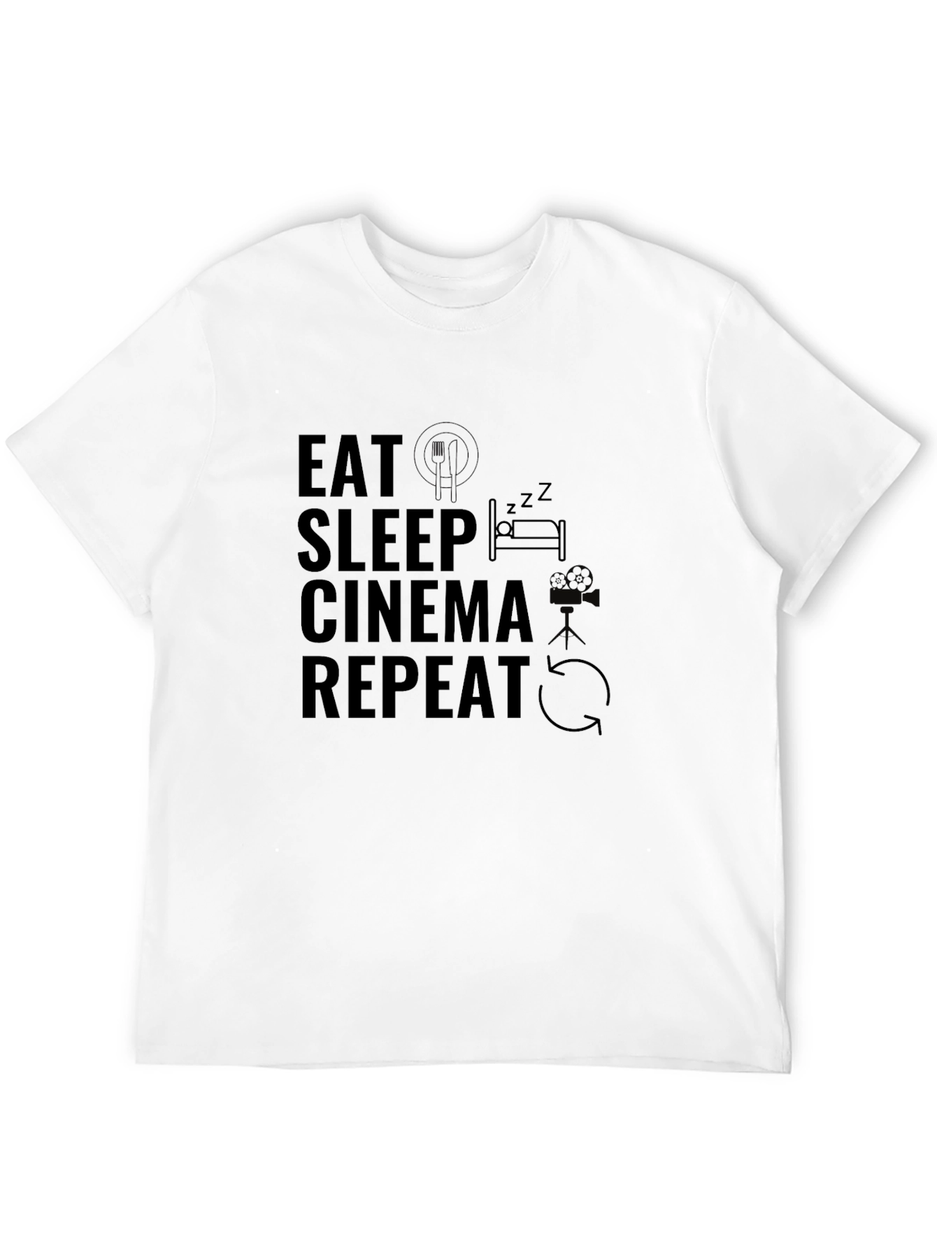 Black Eat Sleep Cinema Repeat Graphic Tee - Black view 12