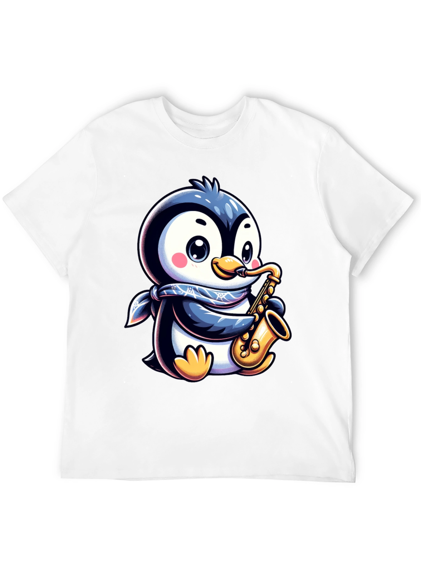 Black Penguin Sax Player T-Shirt - Unique Graphic Tee view 12