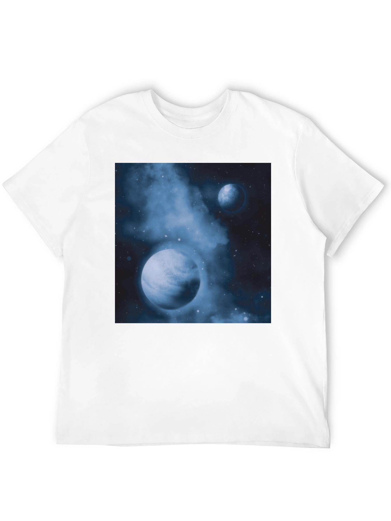 Black Nebula Planets Graphic Tee - Cosmic Black Cotton T-Shirt view 12