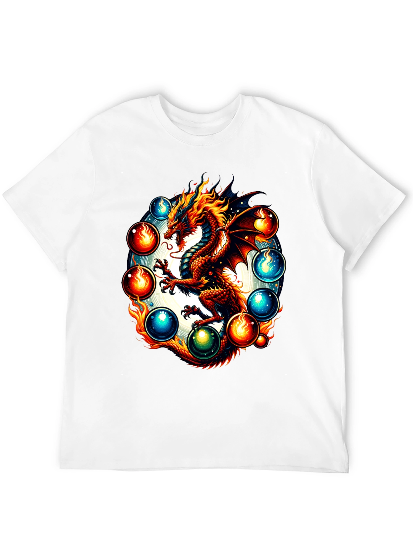 Black Dragon Orb Graphic Tee - Fire & Ice Fantasy T-Shirt view 12