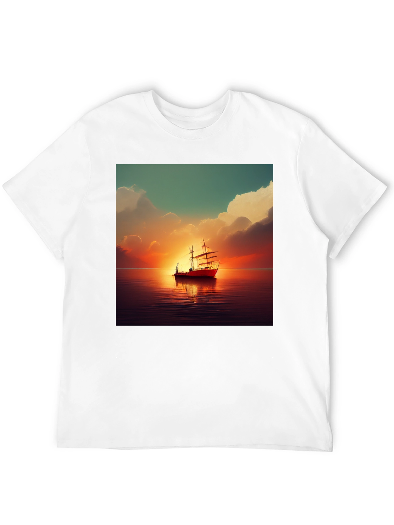 Black Sunset Sailboat Graphic Tee view 12
