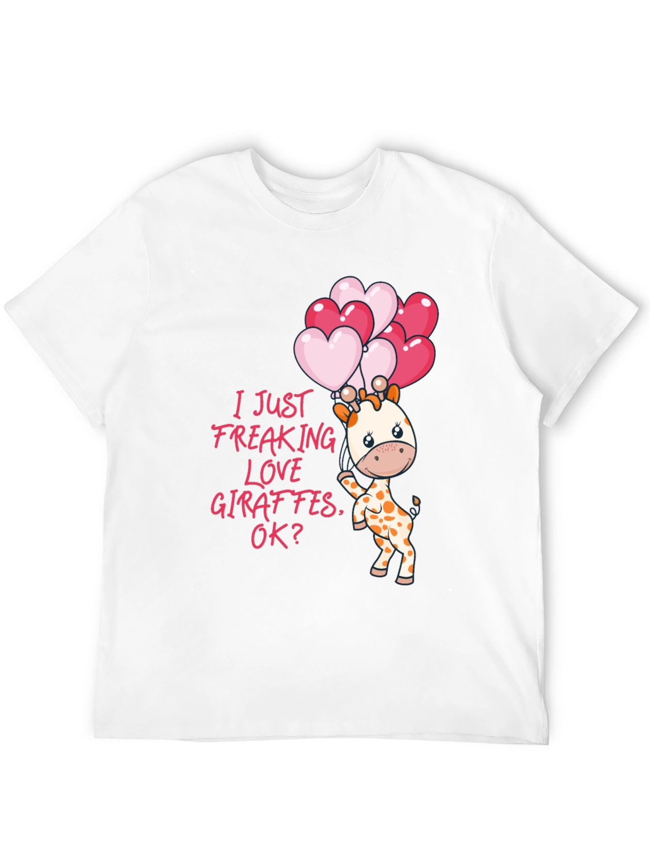 Black Cute Giraffe & Heart Balloons Graphic Tee view 12