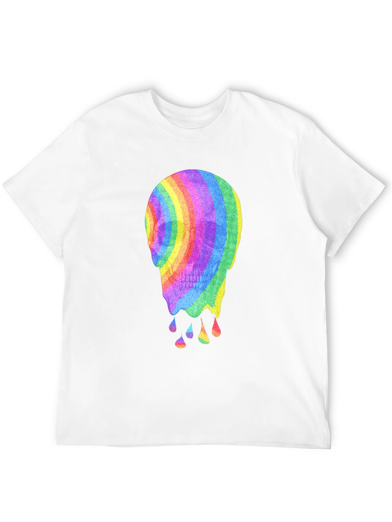Black Rainbow Melting Skull Graphic Tee view 12