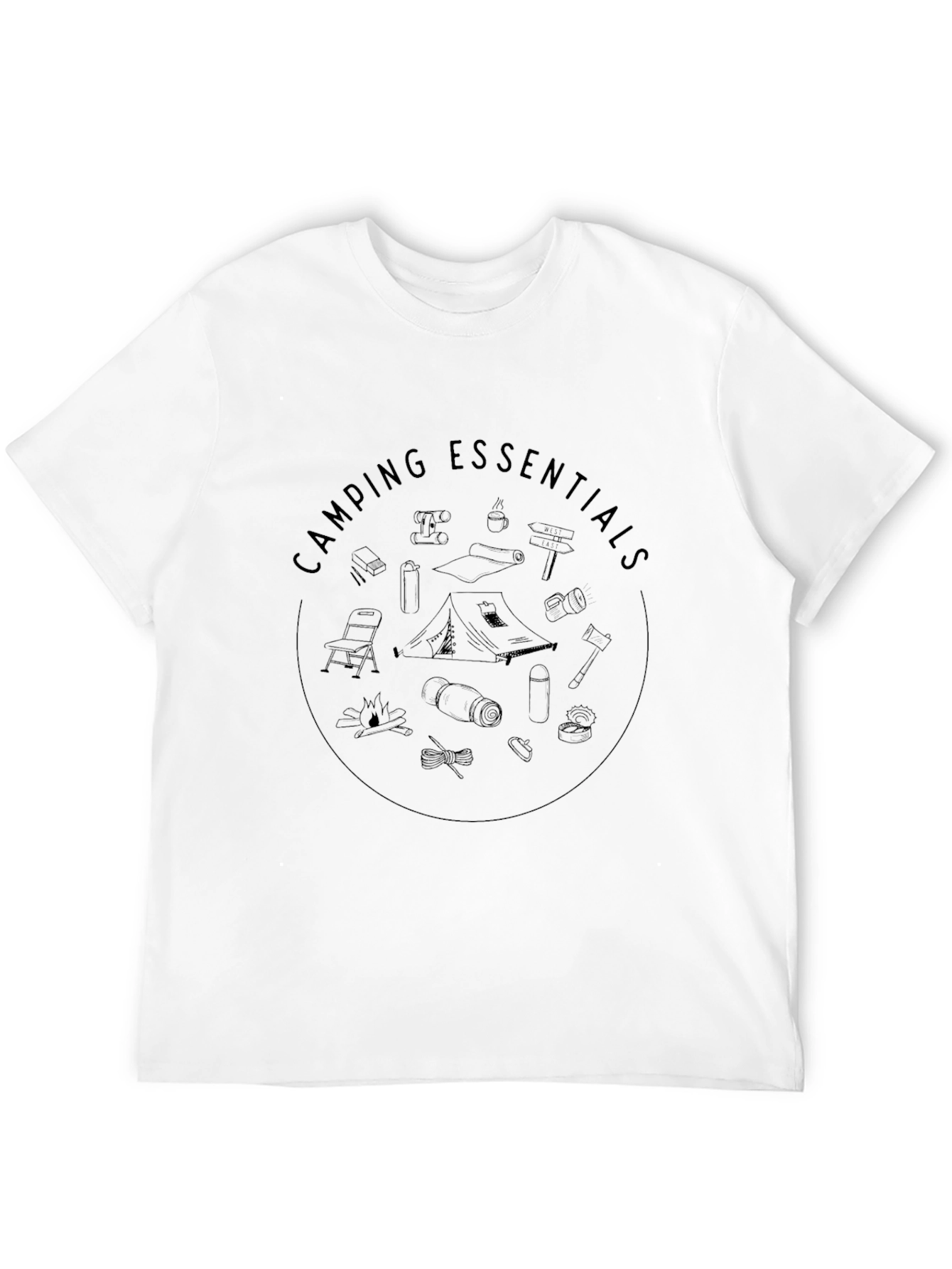 Black Camping Essentials Graphic Tee - Black Cotton T-Shirt view 12