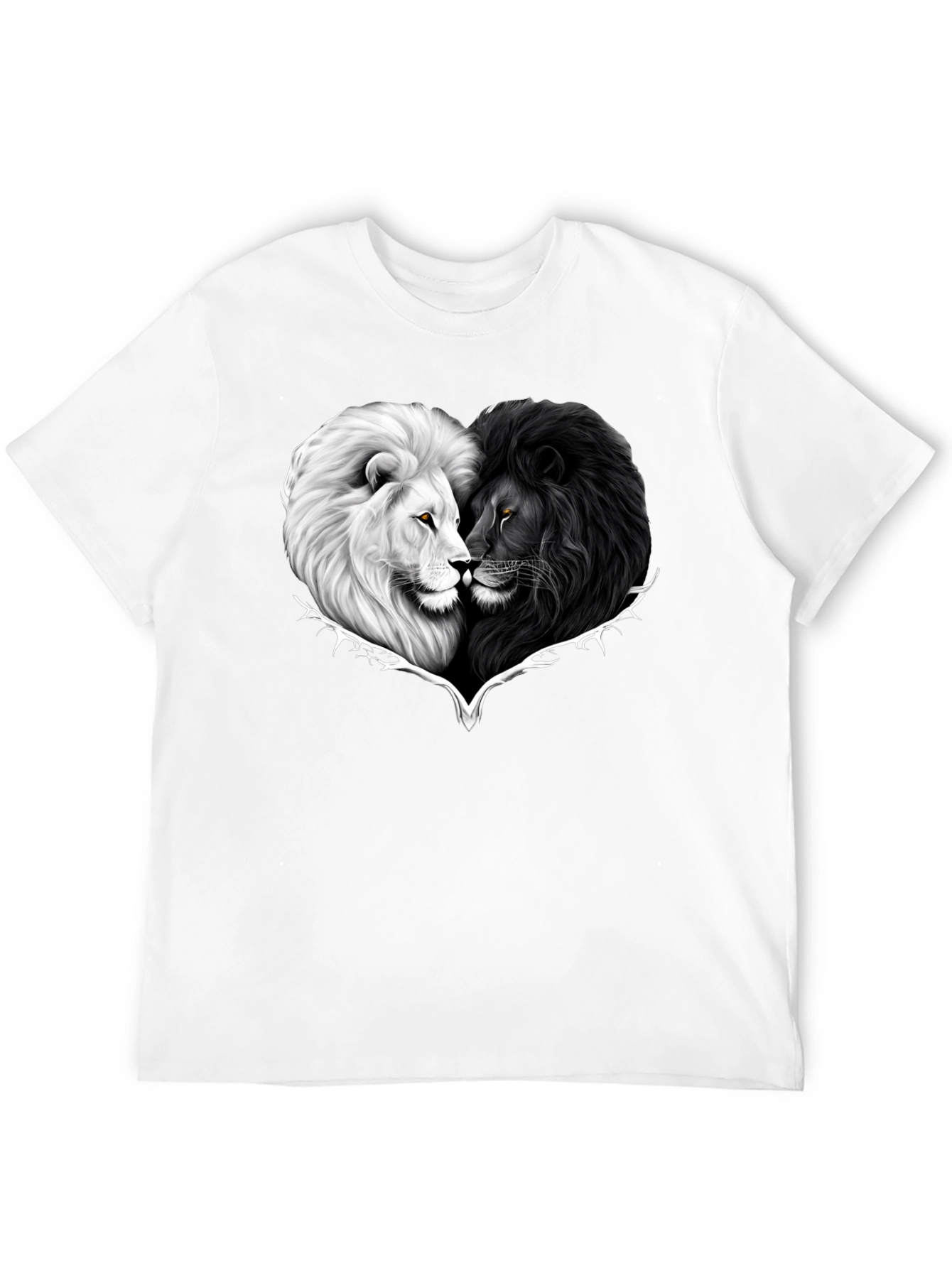 Black Yin Yang Lions Heart Graphic Tee - Black view 12