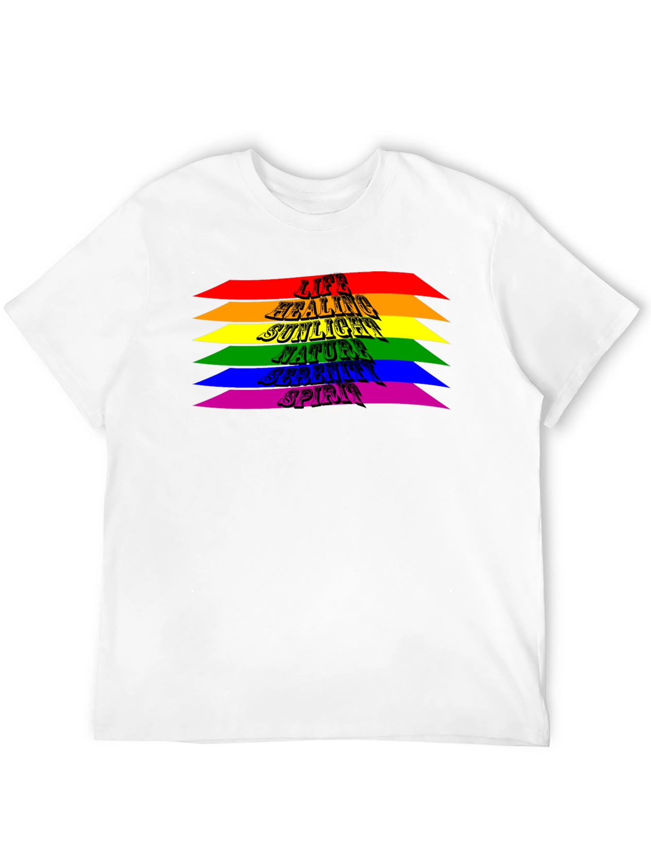 Black Rainbow Stripe T-Shirt - Life Healing Sunlight Spirit view 12