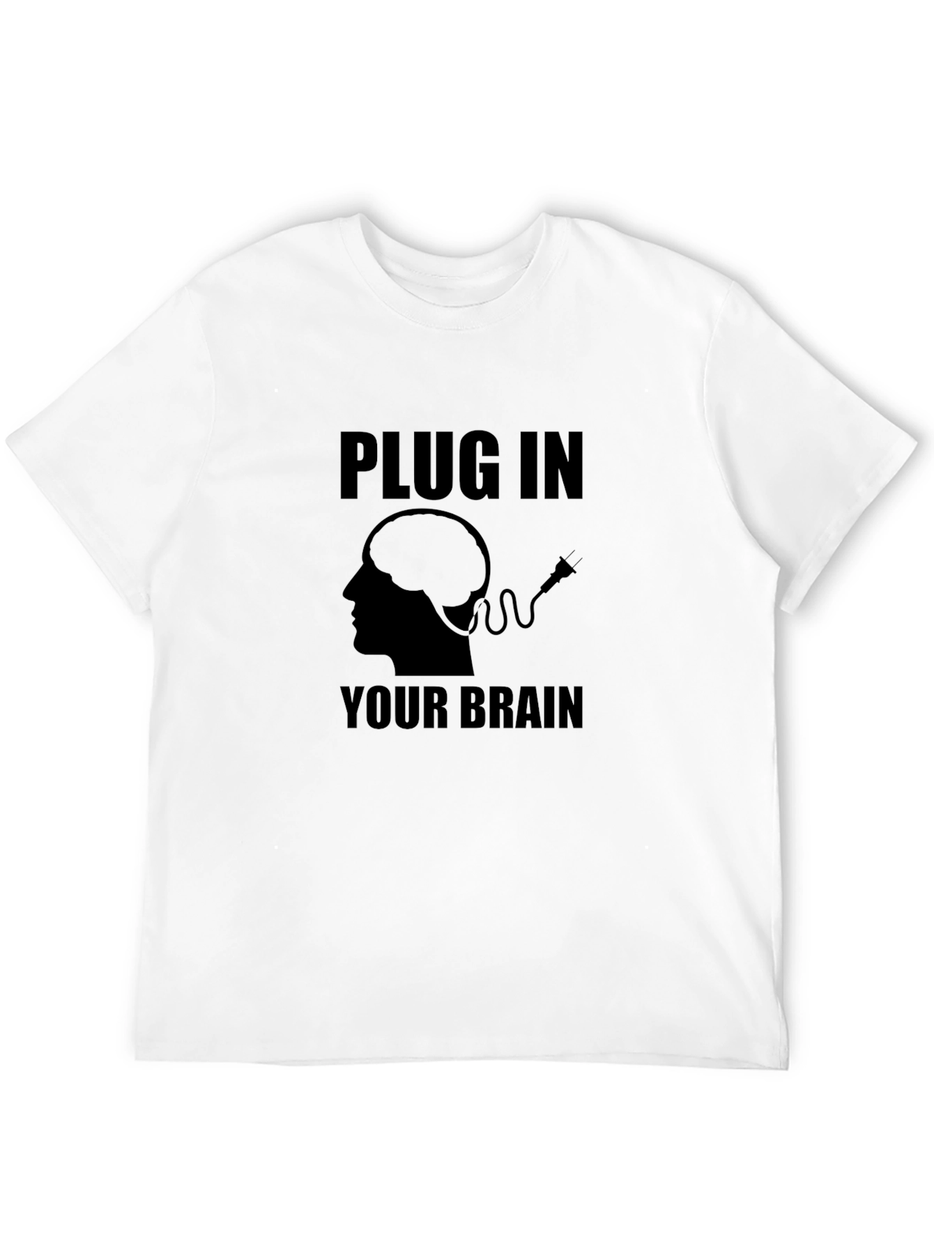 Black Plug In Your Brain T-Shirt - Smart & Funny Tee view 12