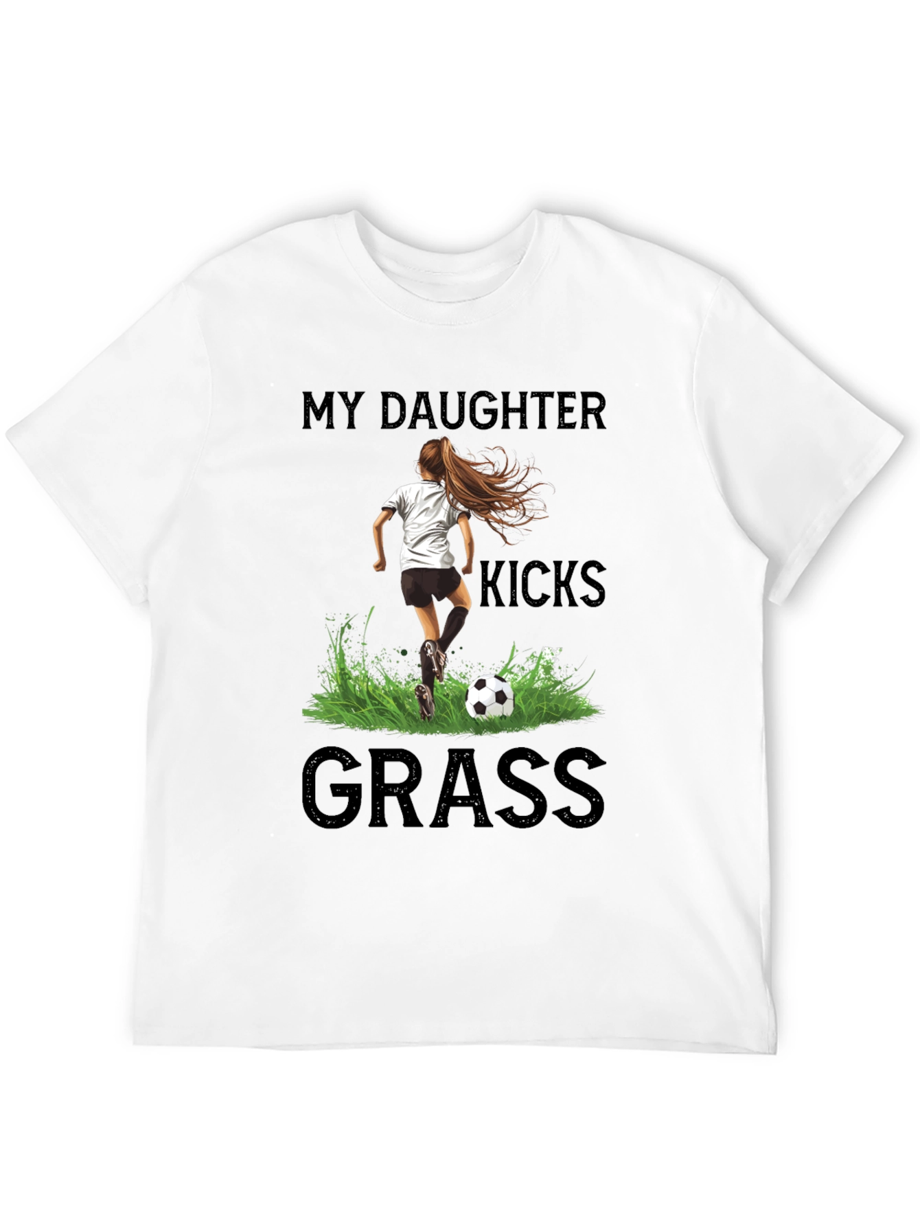 Black My Daughter Kicks Grass Soccer T-Shirt view 12