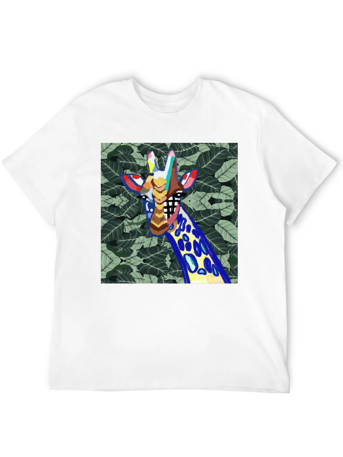 Black Abstract Giraffe Graphic Print Men's Black T-Shirt view 12