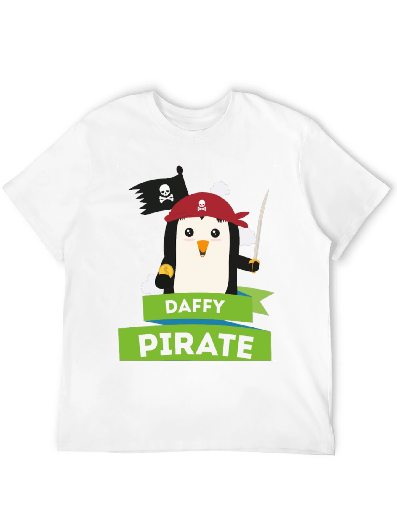 Black Daffy Pirate Penguin Graphic T-Shirt view 12