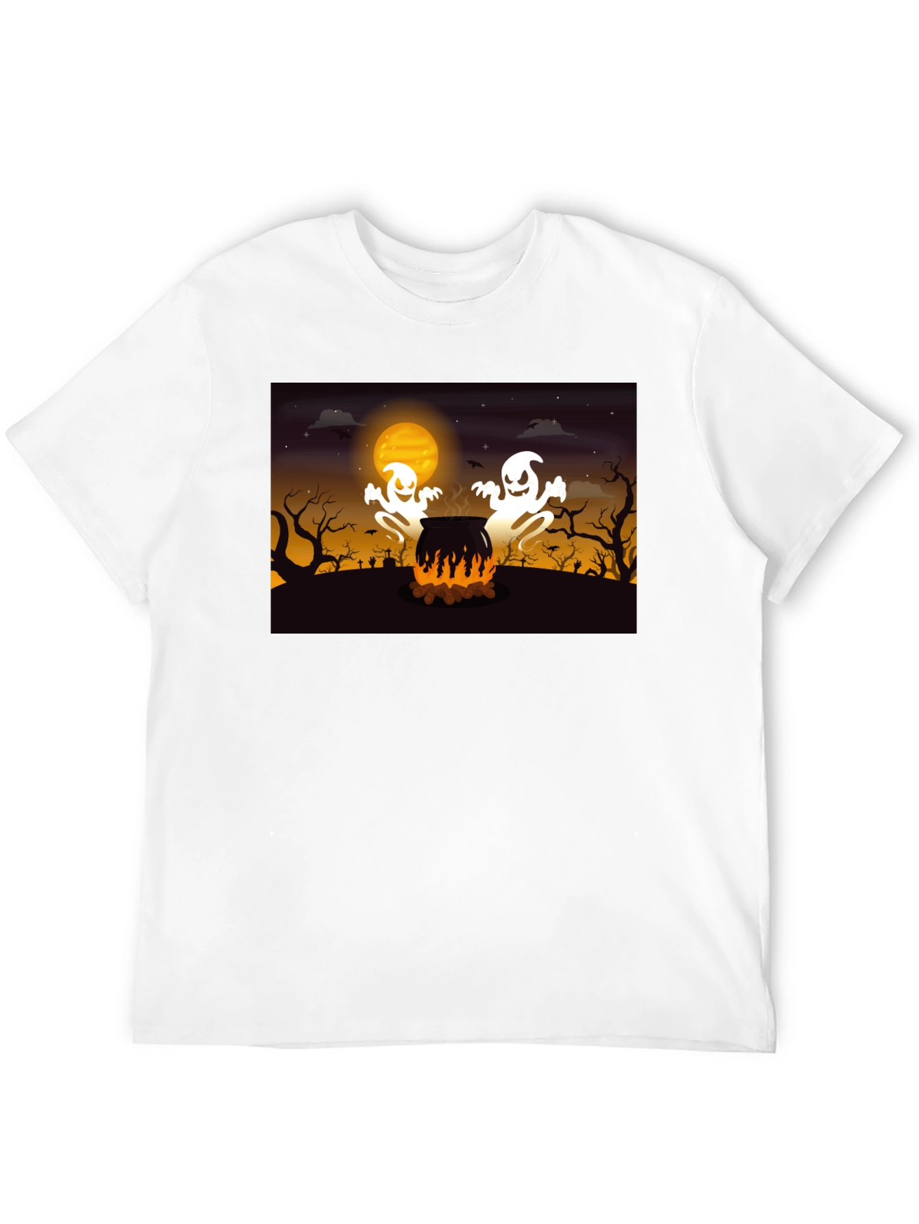 Black Spooky Ghosts Halloween T-Shirt view 12