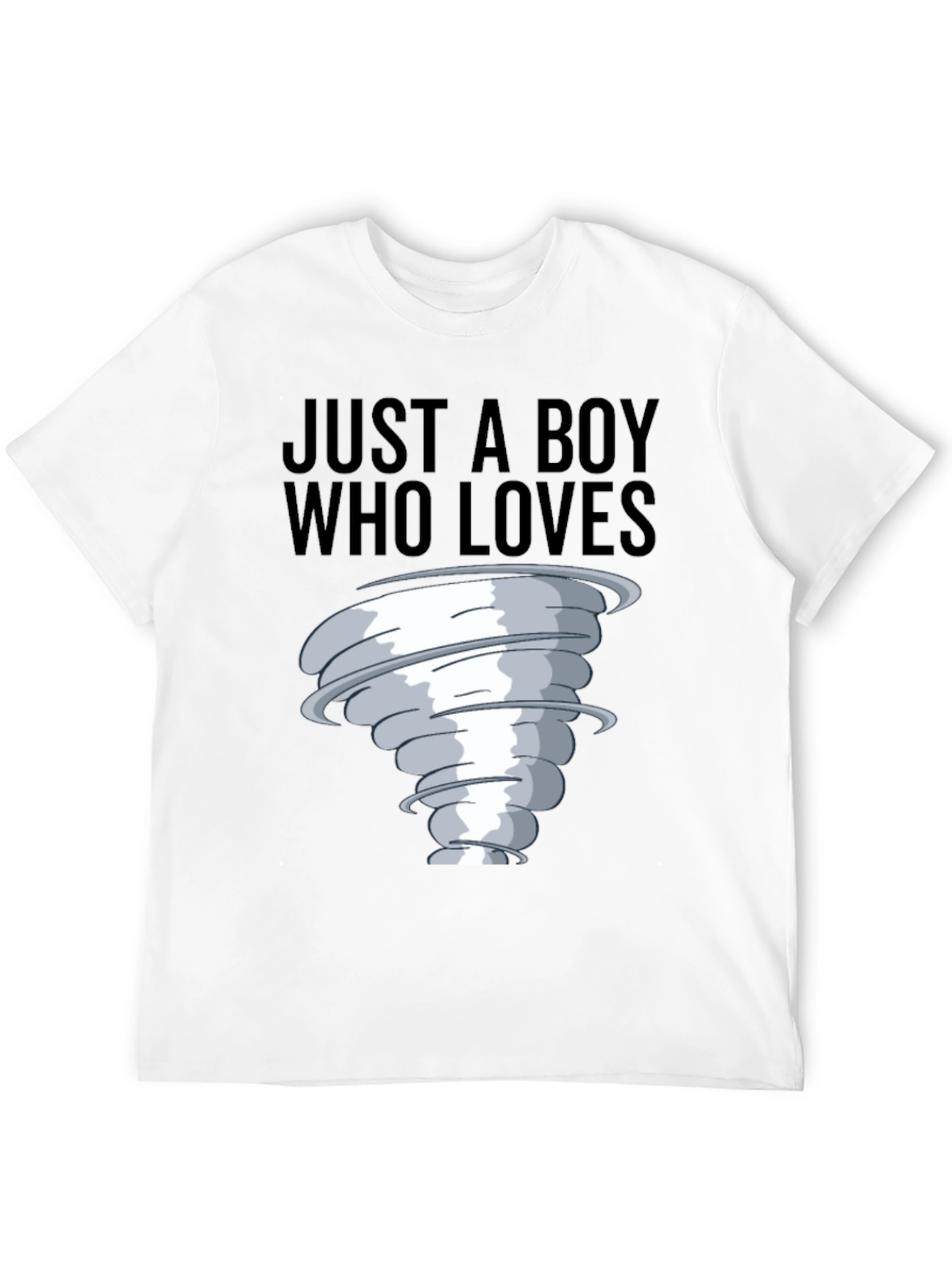 Black Boy Who Loves Tornado T-Shirt, Black Cotton Tee view 12