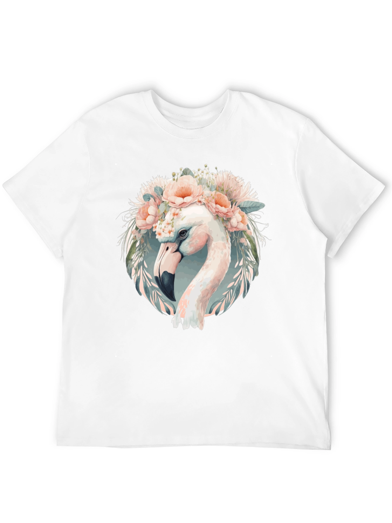 Black Floral Flamingo Graphic Tee - Black Cotton T-Shirt view 12