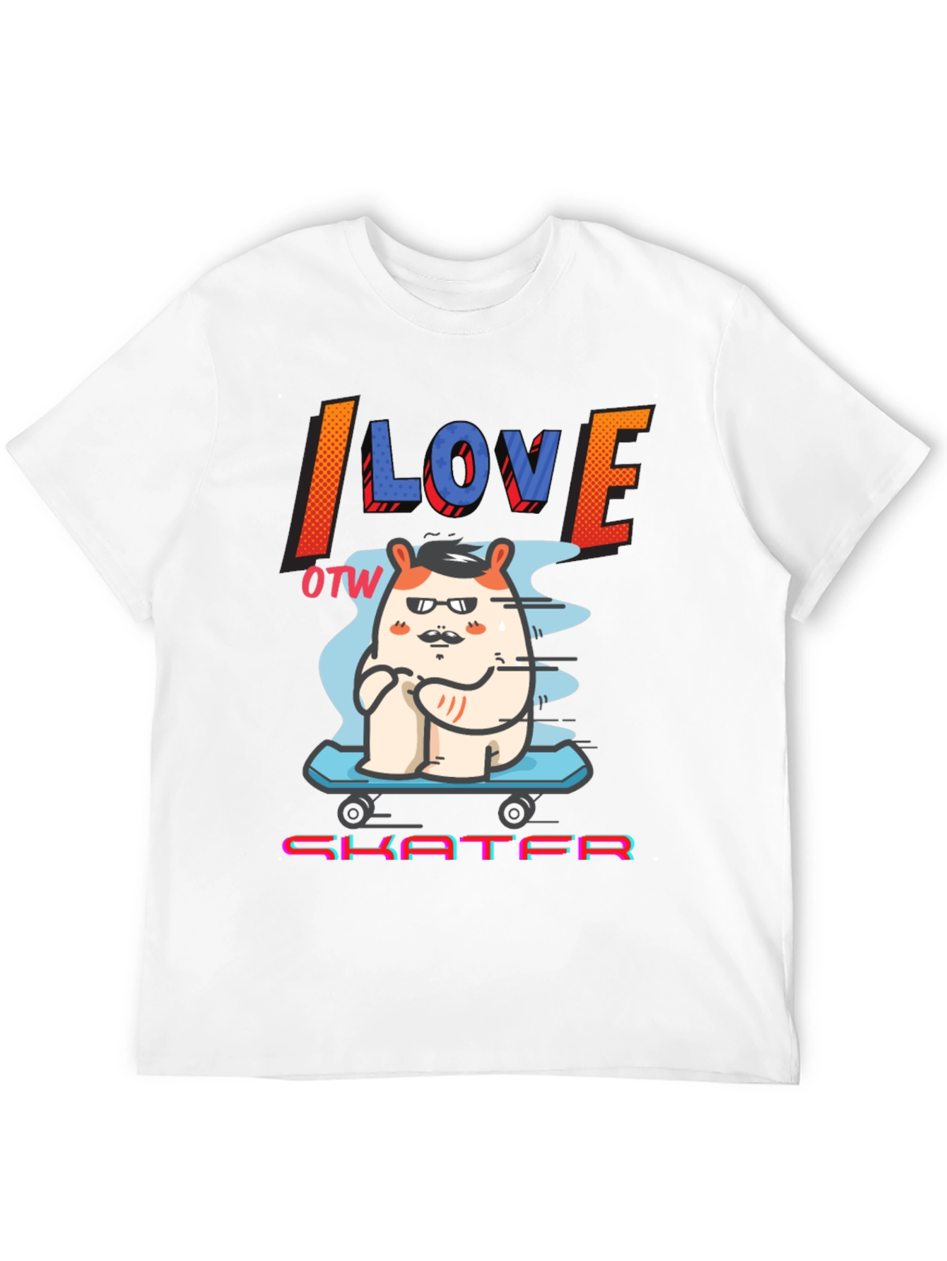 Black I Love OTW Skater T-Shirt - Funny Graphic Tee view 12