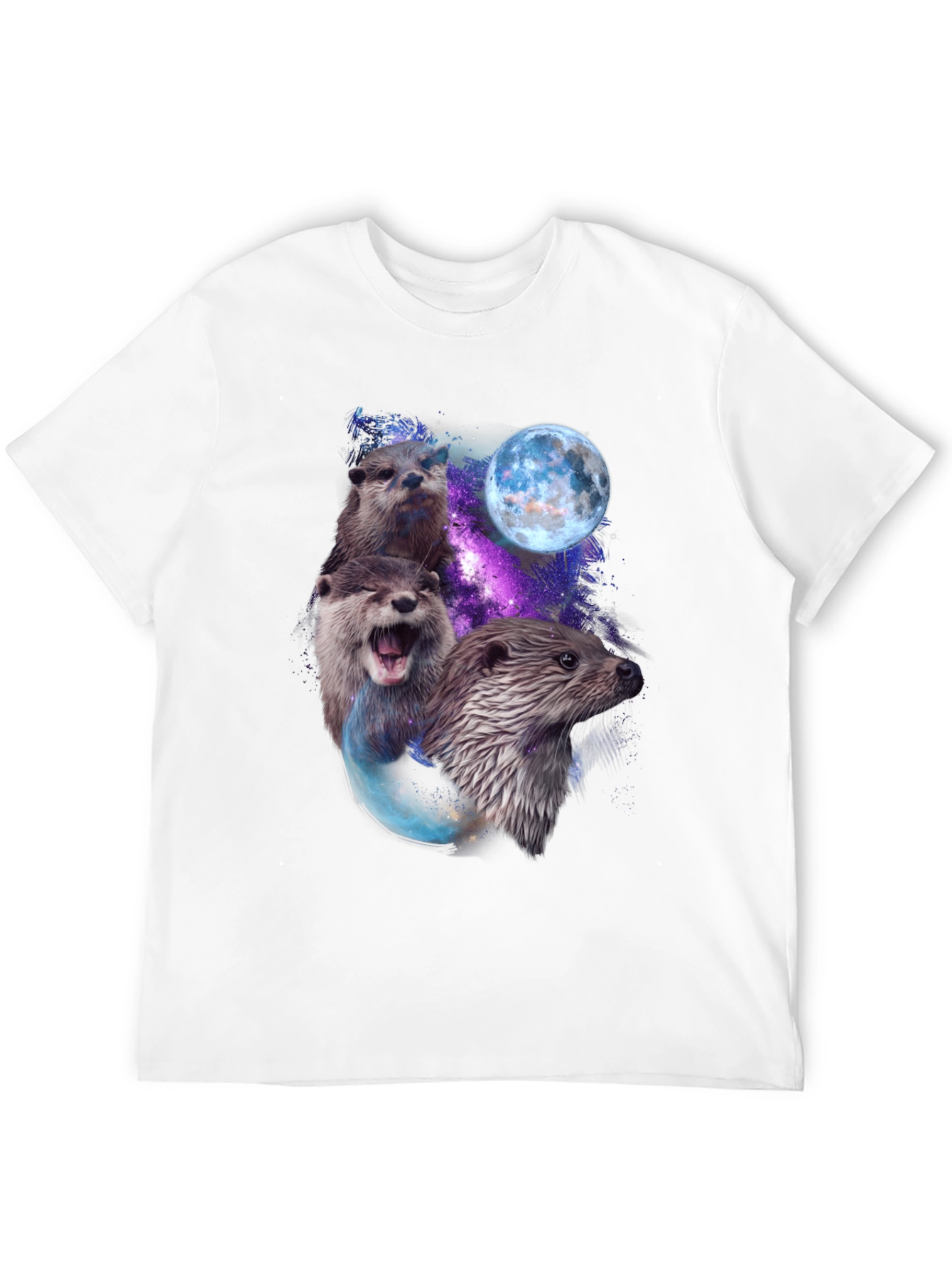 Black Otter Galaxy Graphic T-Shirt view 12