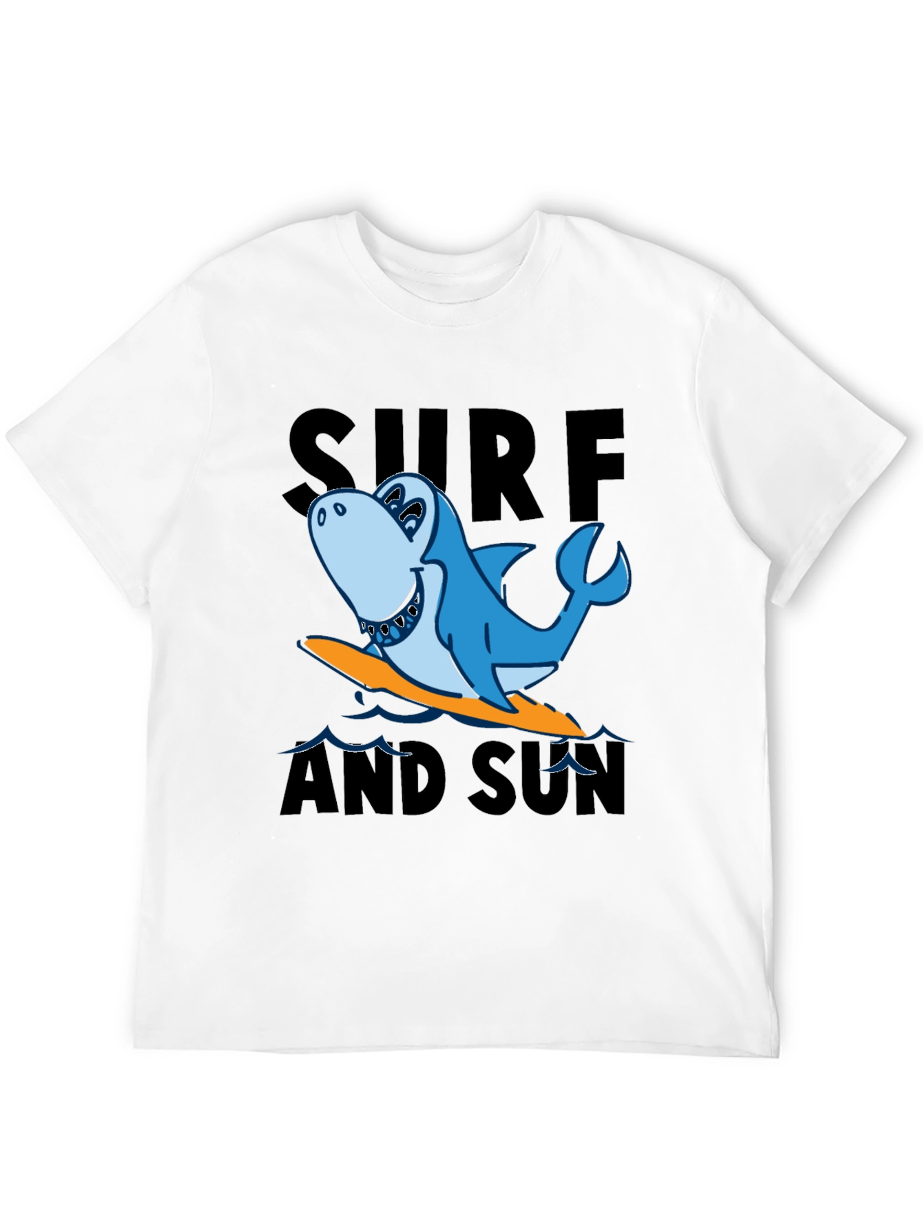 Black Surf & Sun Shark T-Shirt - Black Cotton Tee view 12