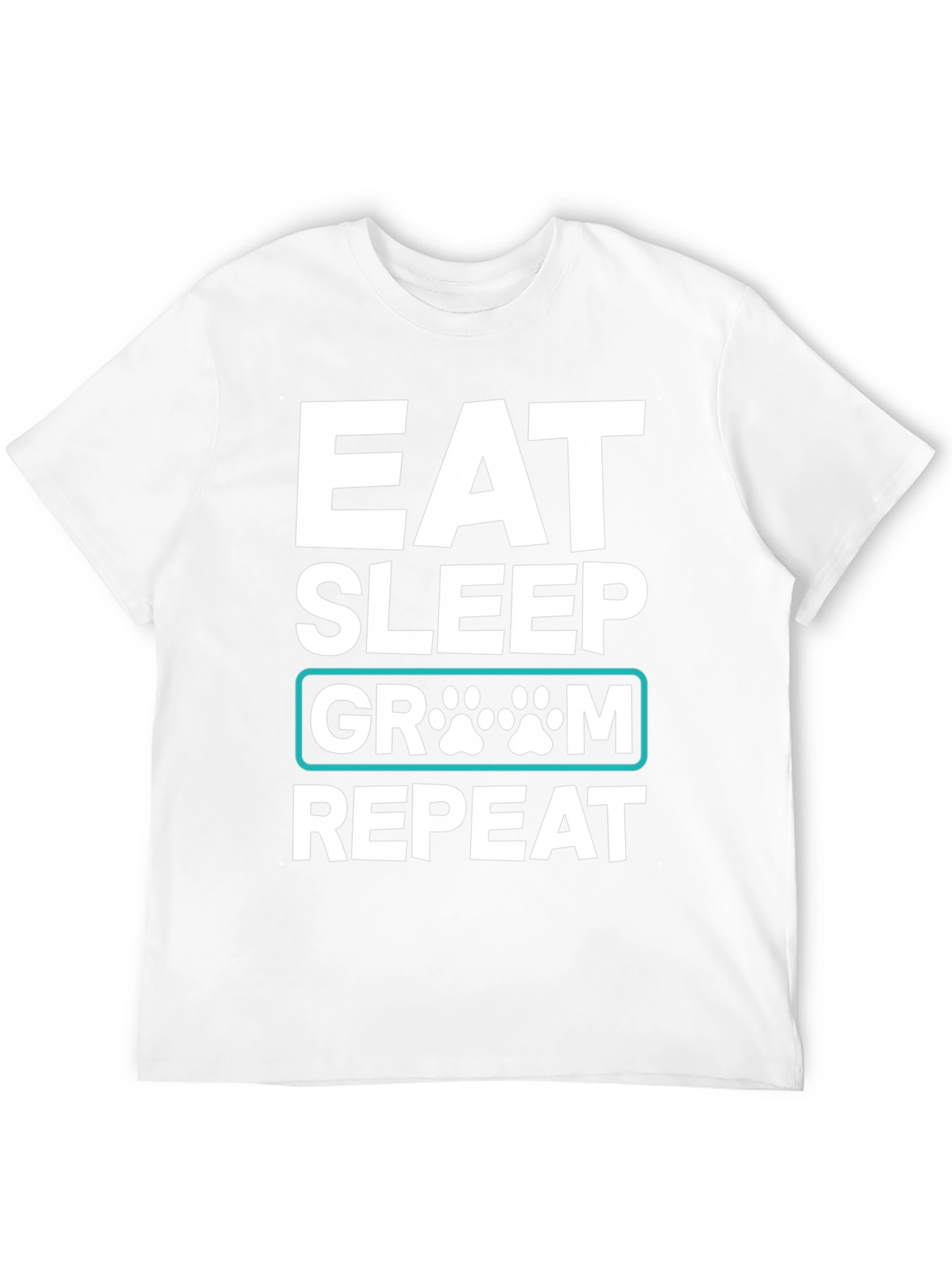 Black Eat Sleep Groom Repeat Dog Paw T-Shirt view 12