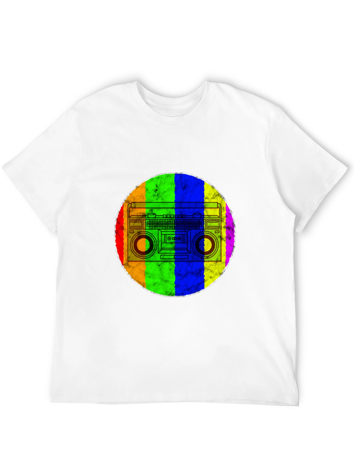 Black Retro Rainbow Boombox T-Shirt view 12