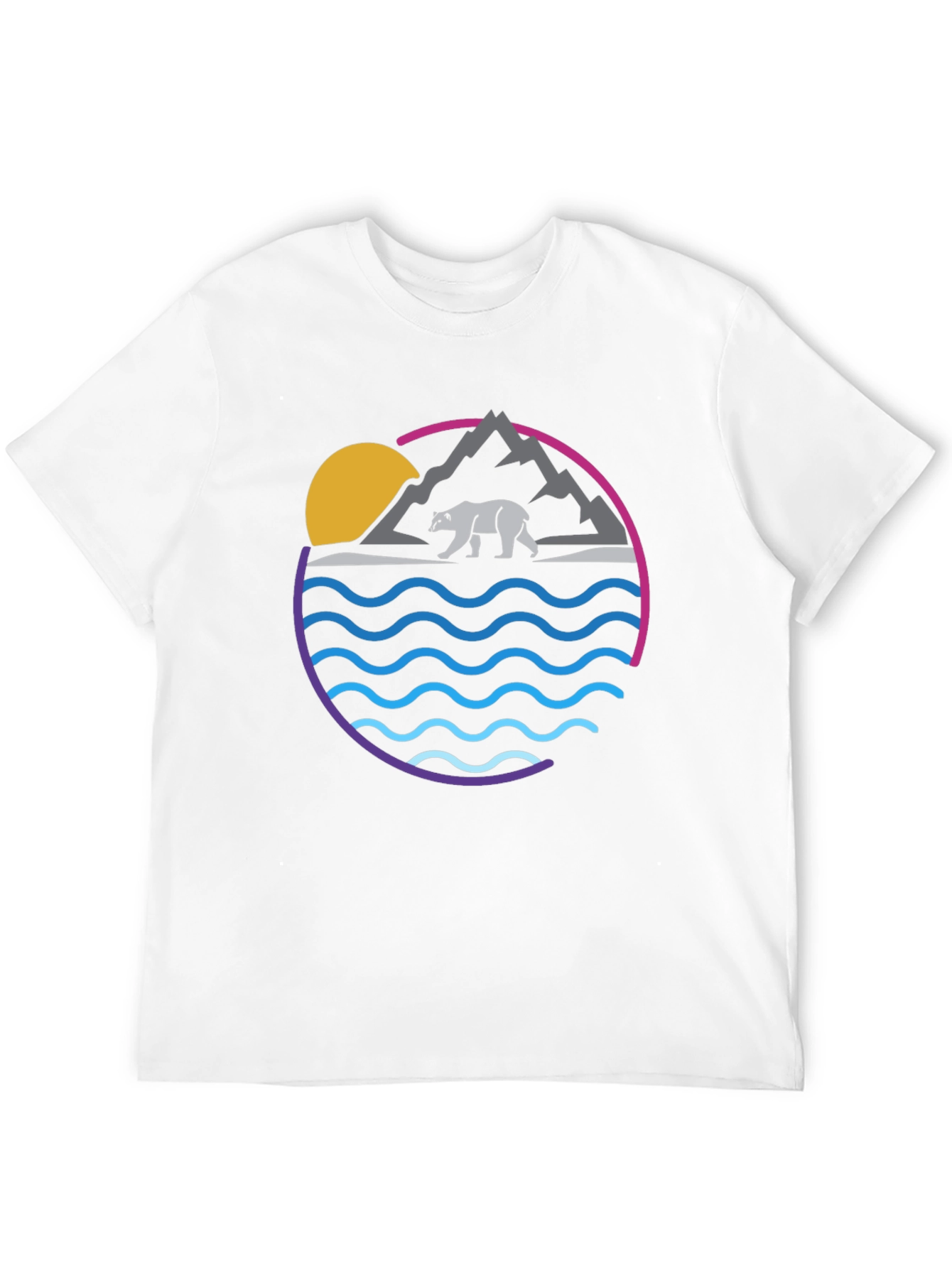 Bear Mountain Wave Graphic Tee - Cool Nature Shirt - 12