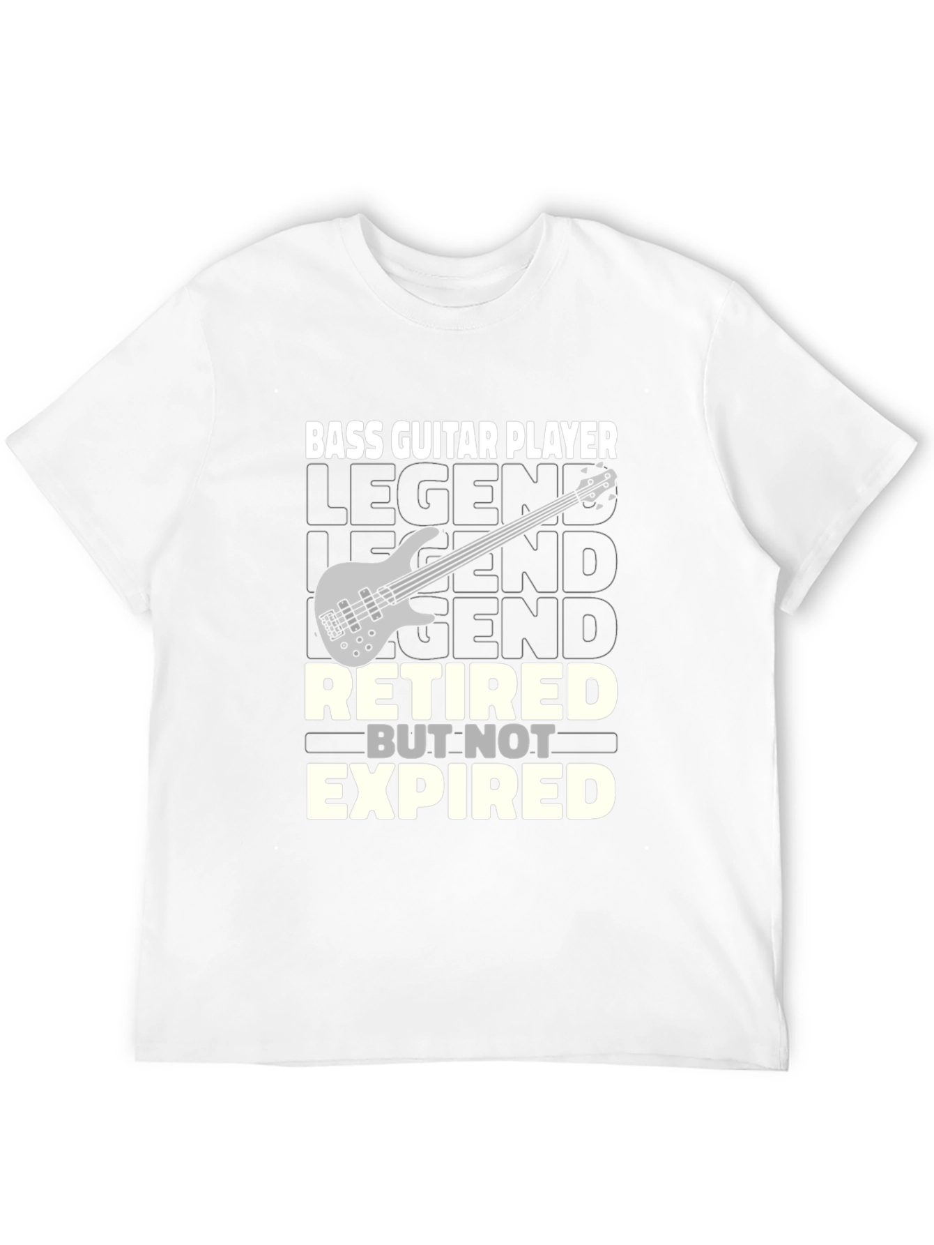 Black Retired Bass Guitar Player Graphic T-Shirt view 12