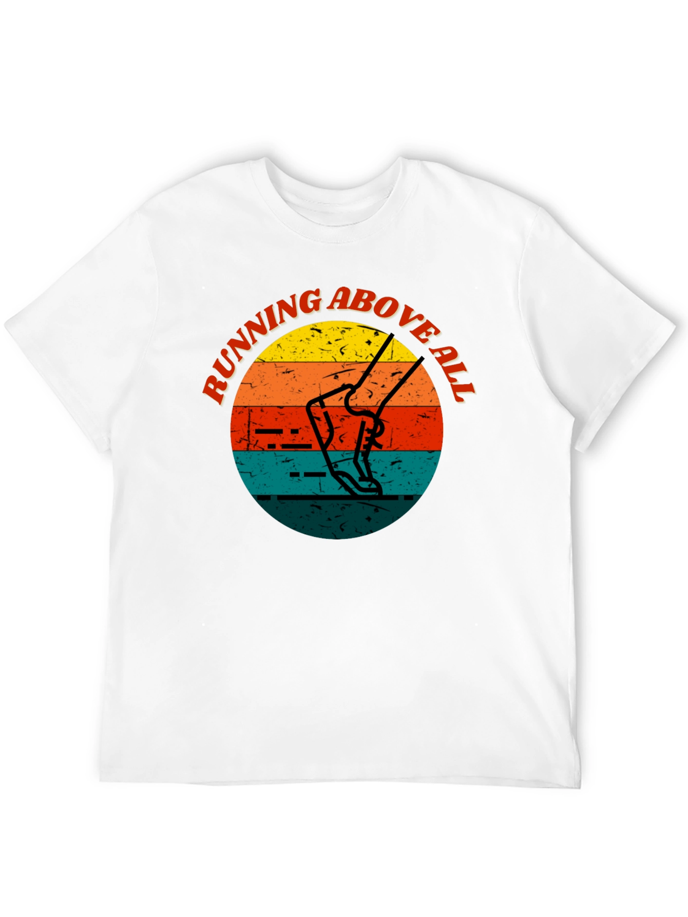 Black Running Above All Retro Style T-Shirt view 12
