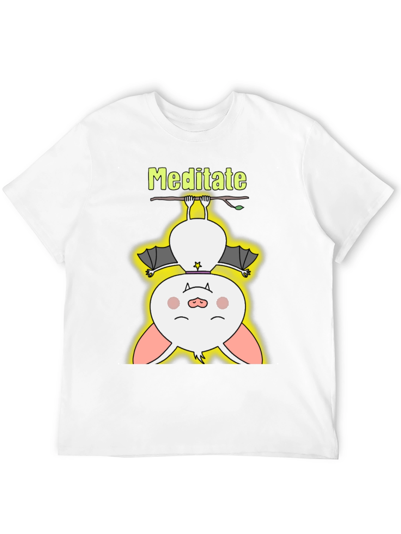 Black Meditate Bat Tee - Cute Yoga T-Shirt view 12